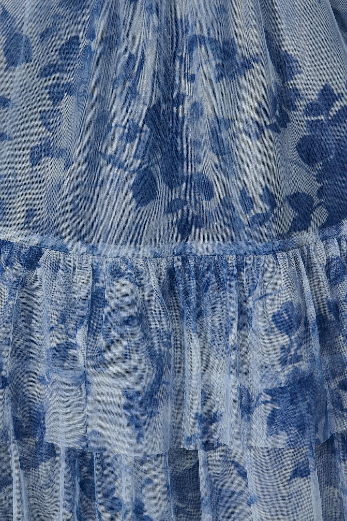 Sky Bloom Midi Skirt in Blue with Navy Floral Tulle - Image 9