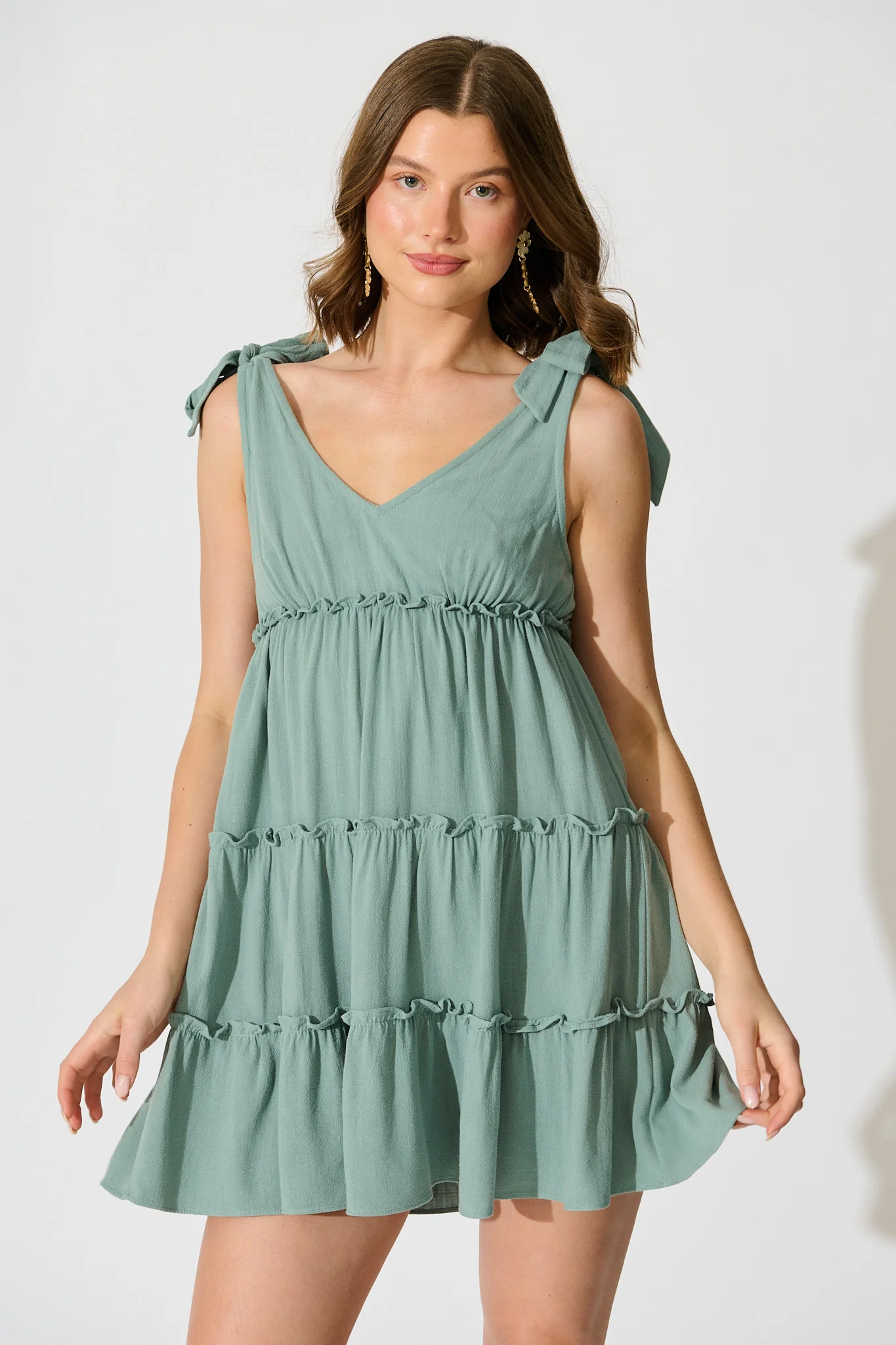 Sofiya Dress in Sage Linen Blend - Image 2