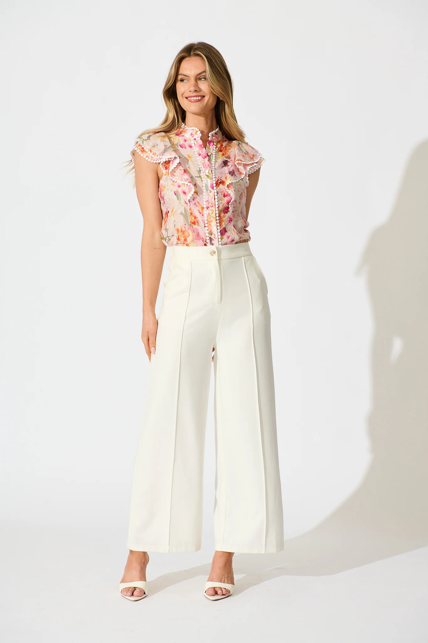 Soft Bloom Top in White with Multi Blush Floral - Image 4