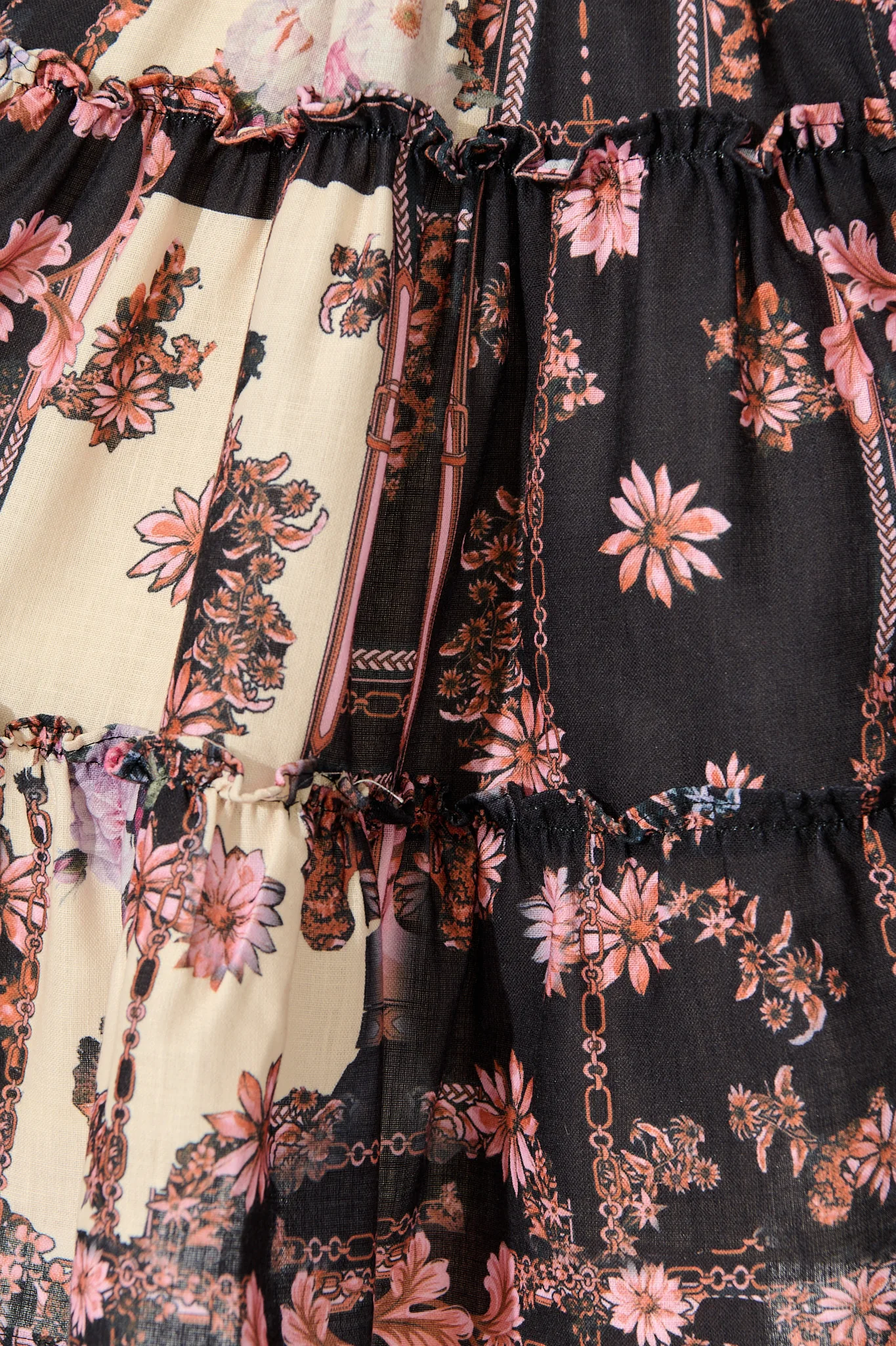 Soft Botanica Dress in Black with Blush Patchwork Floral - Image 6