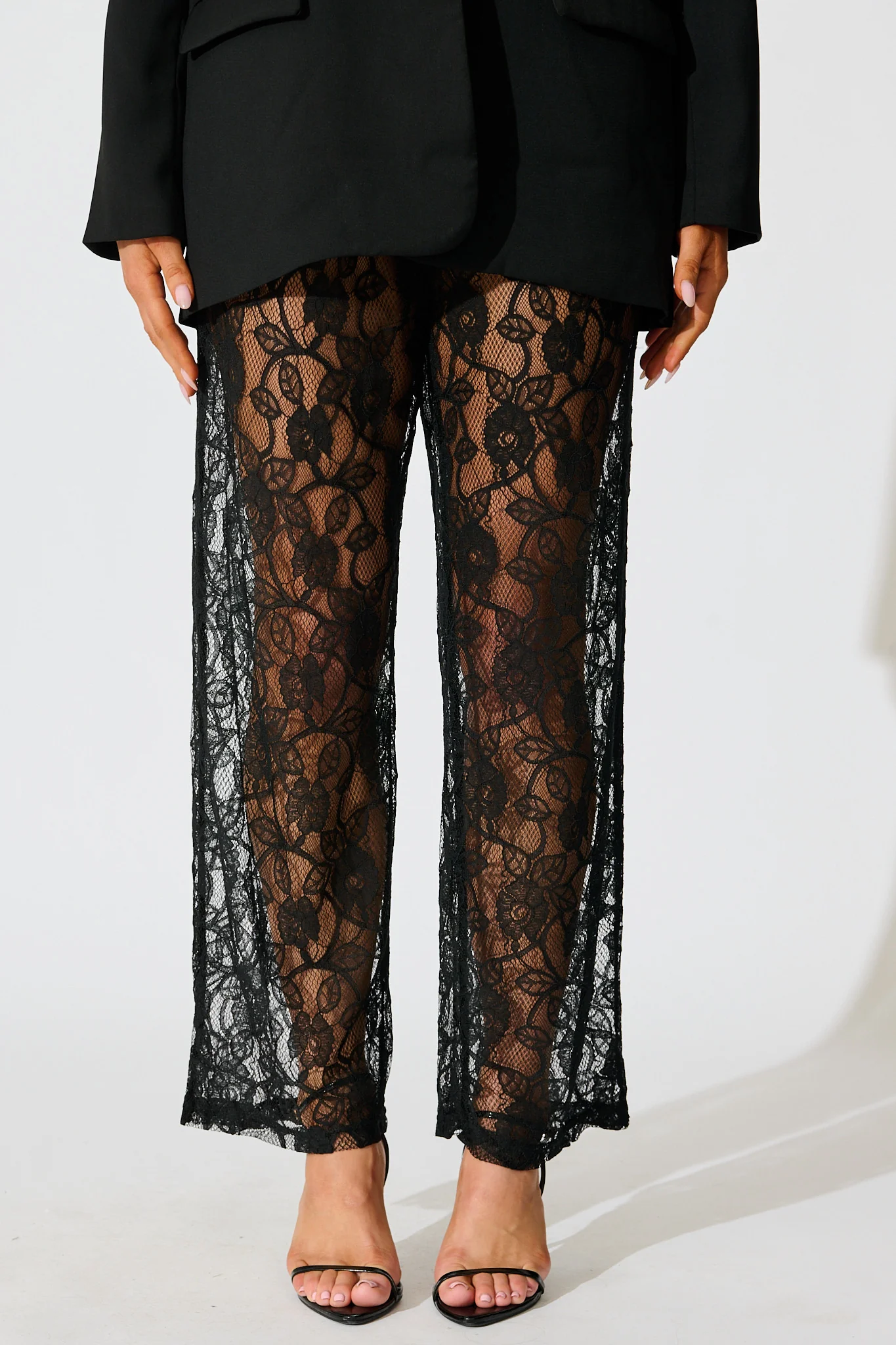Soft Line Lace Pants In Black - Image 2