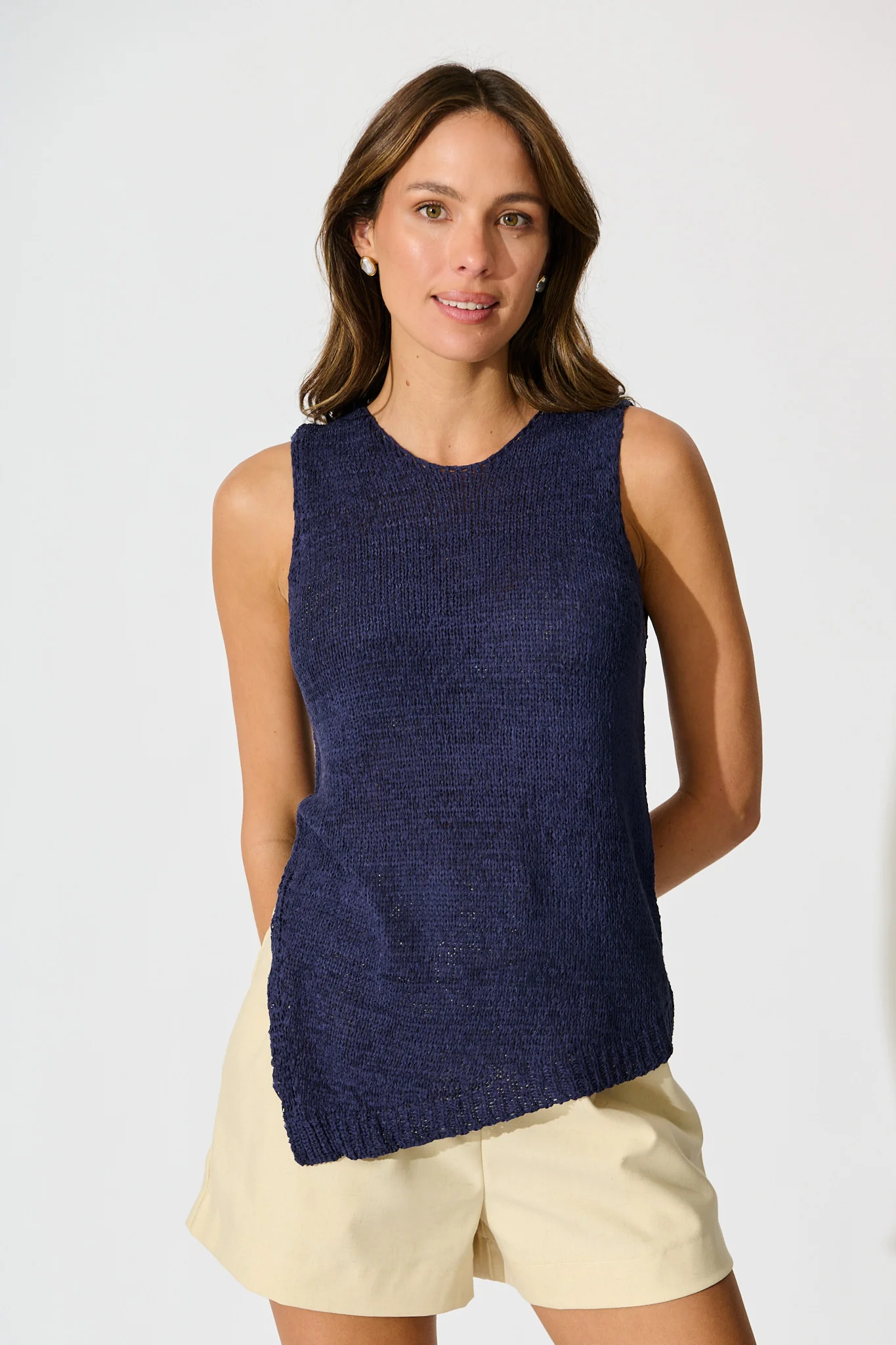 Soft Touch Knit Top in Navy