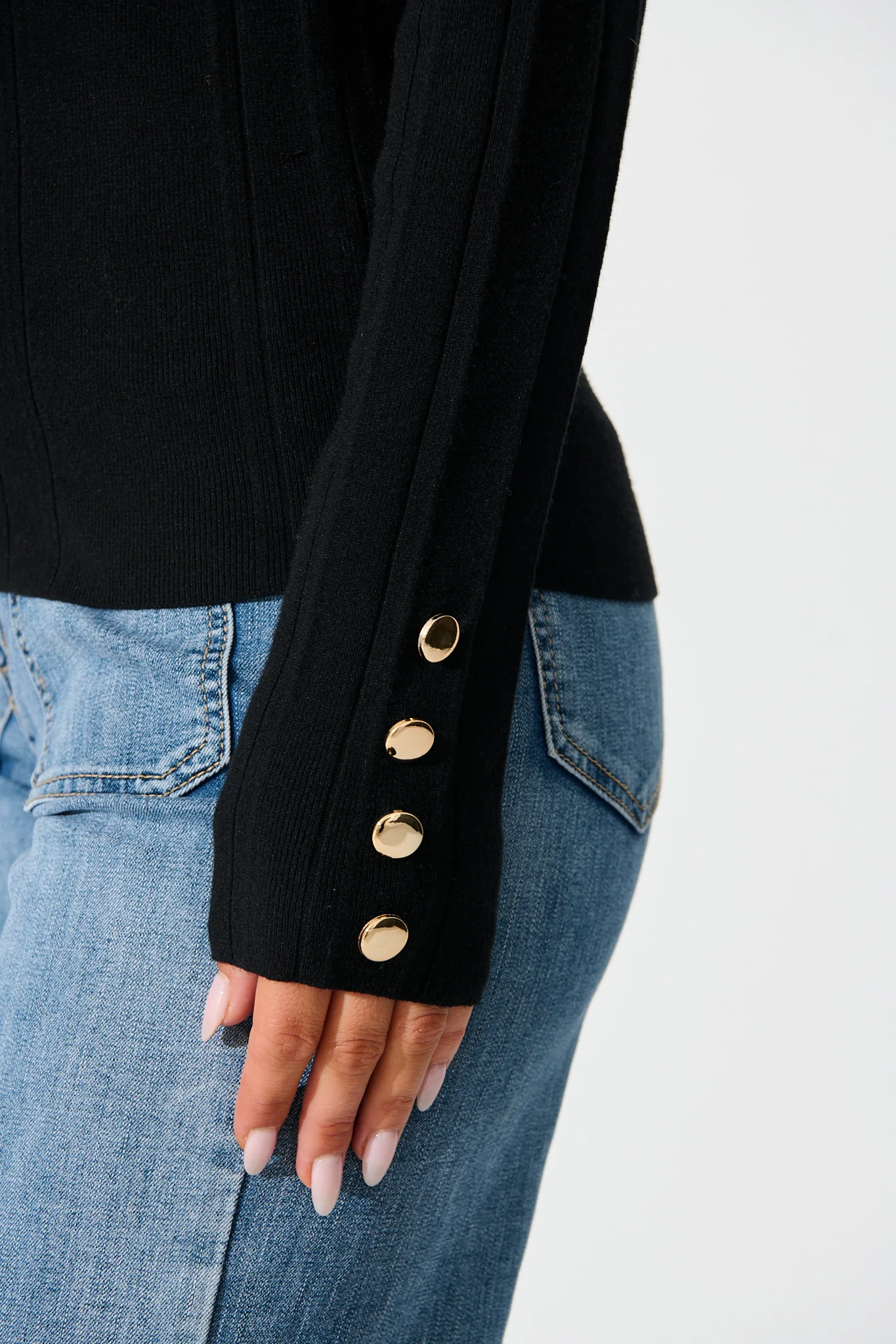 Solar Bardot Knit Top in Black Wool Blend - Image 5