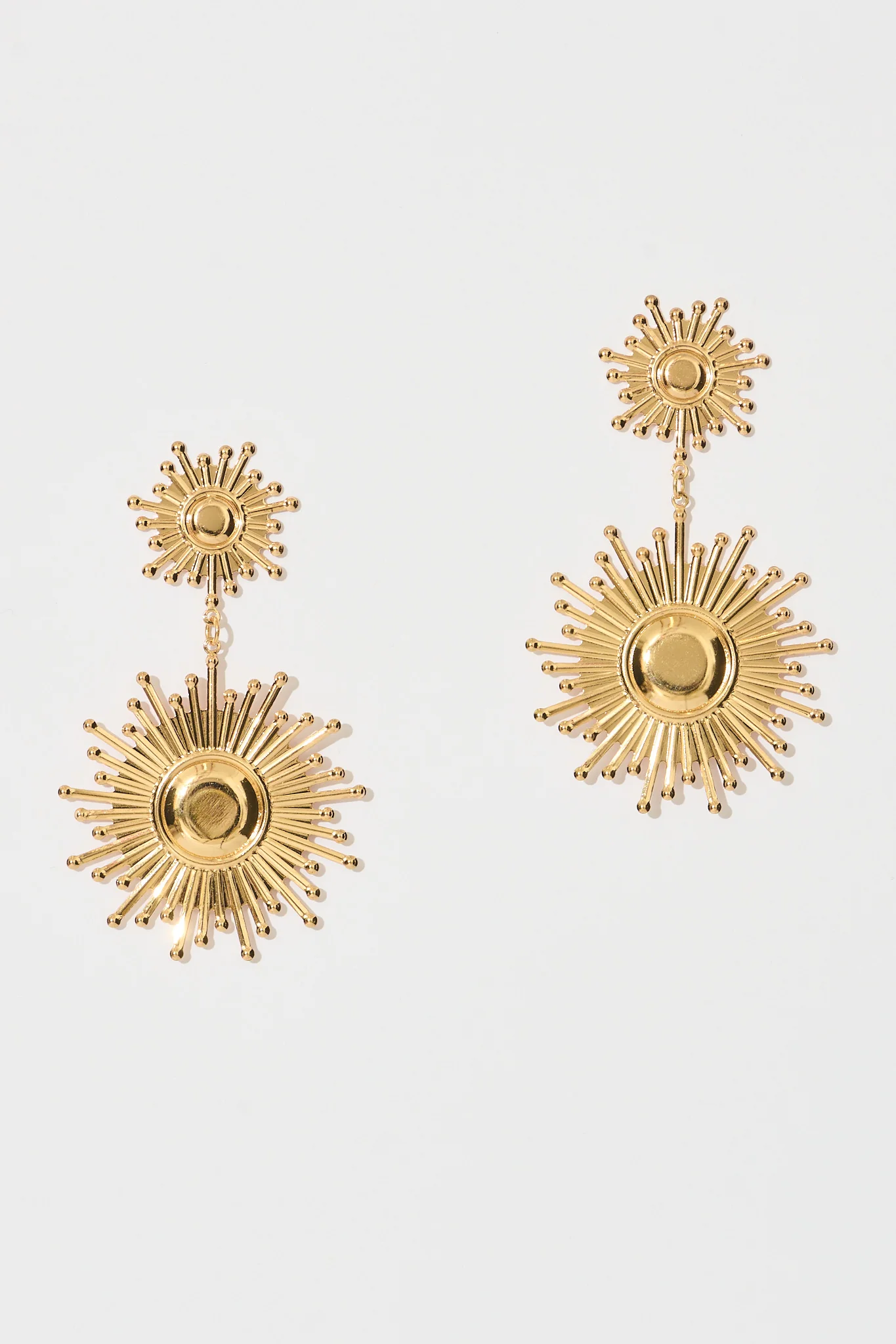 Solene Drop Earrings in Gold Sunburst