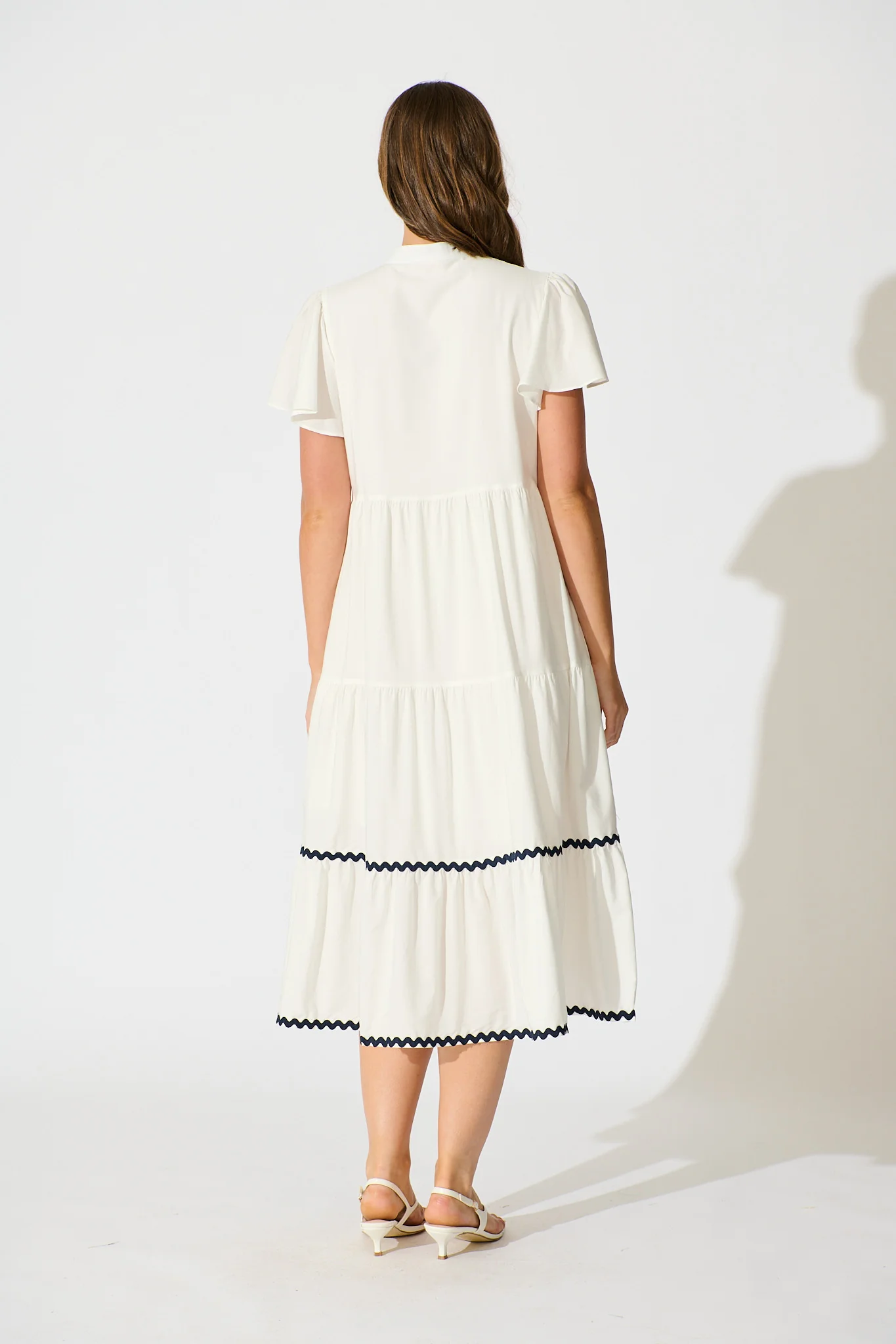 Soley Midi Smock Dress in White Cotton - Image 4