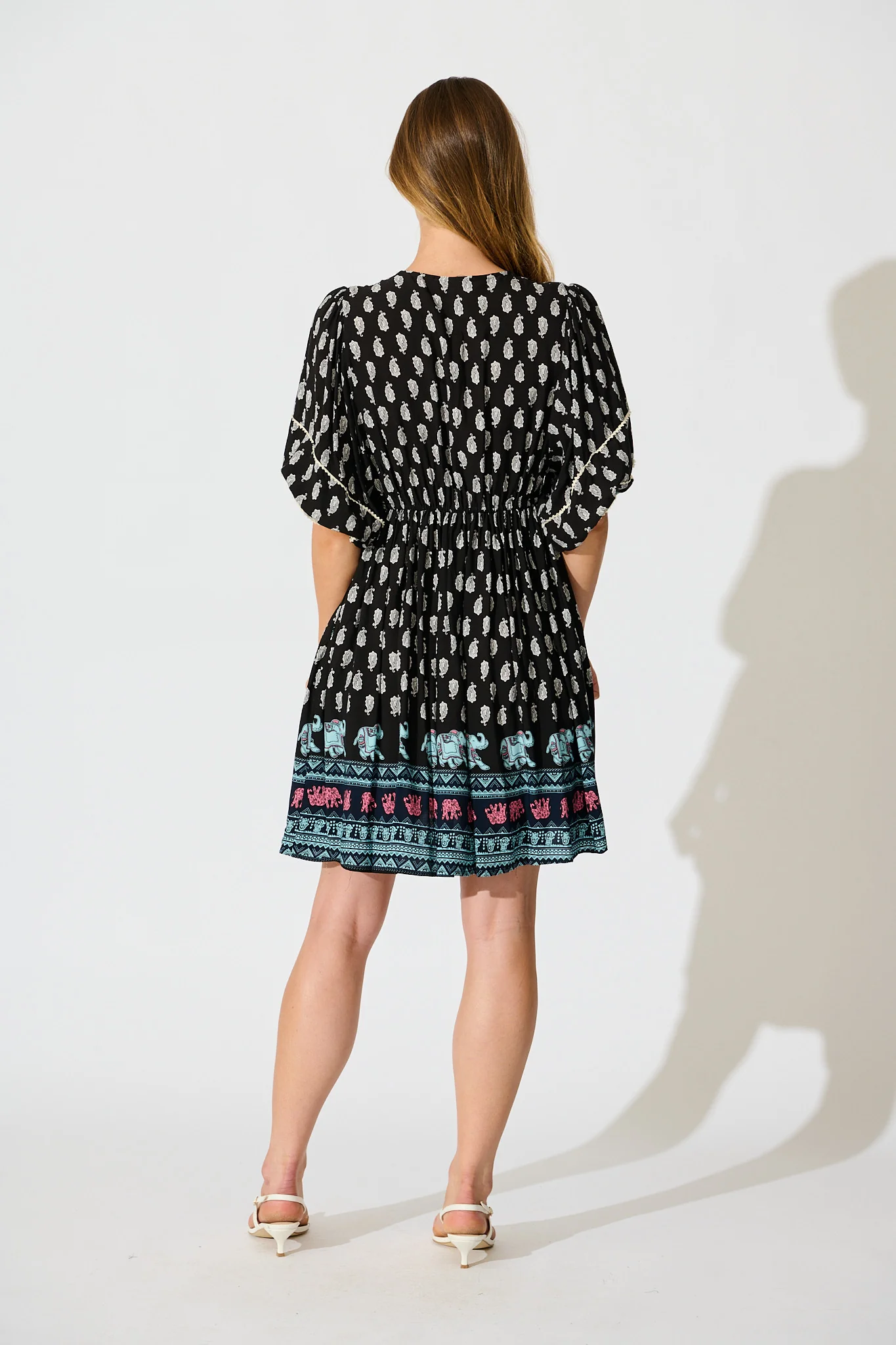 Solis Dress in Black with Multi Boho Print - Image 4