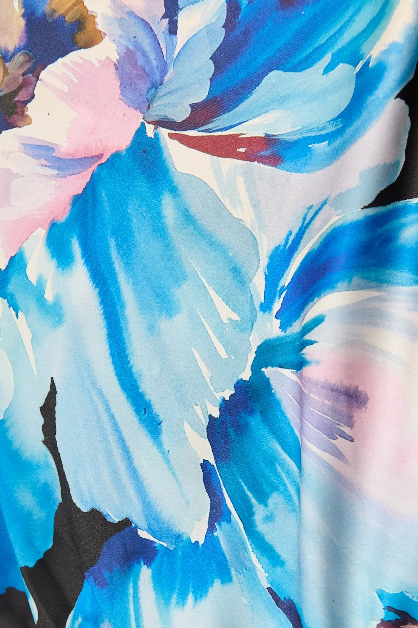 Solita Top in Black with Blue Floral Satin - Image 9