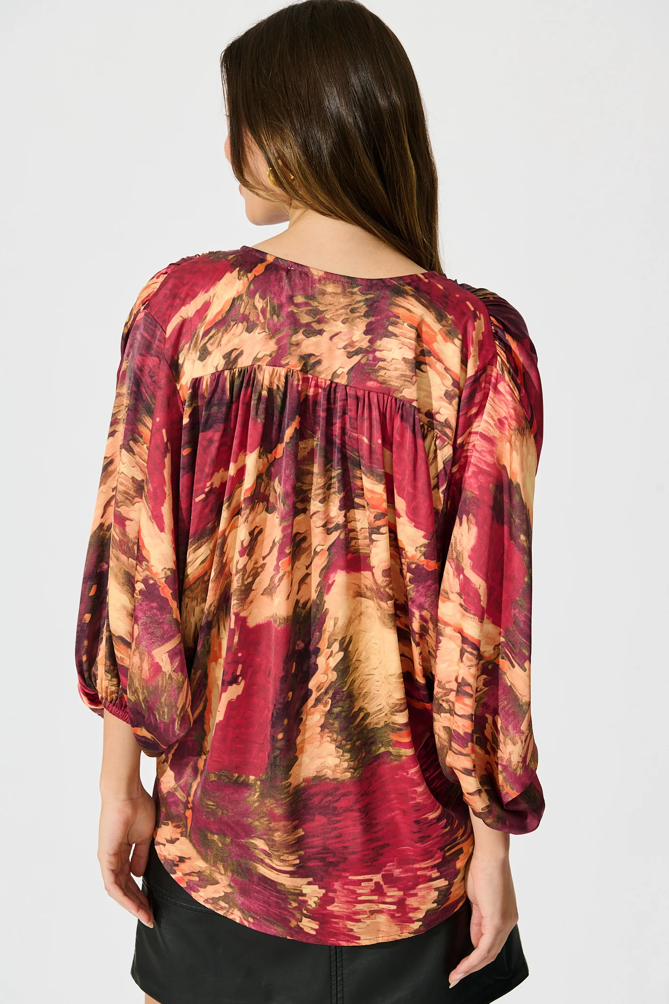 Solita Top in Multi Watercolour Satin - Image 3