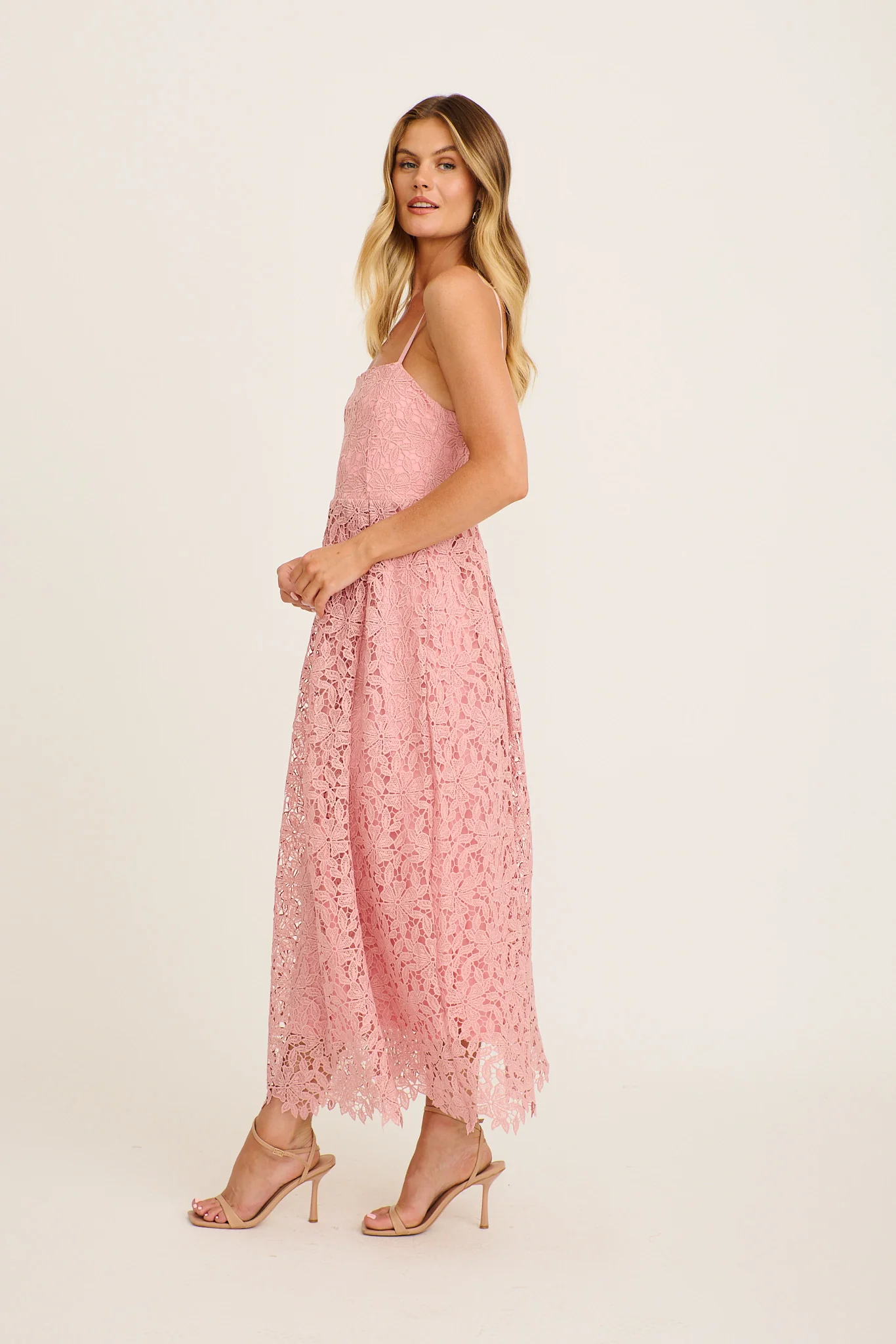 Something Special Maxi Lace Dress in Blush - Image 8