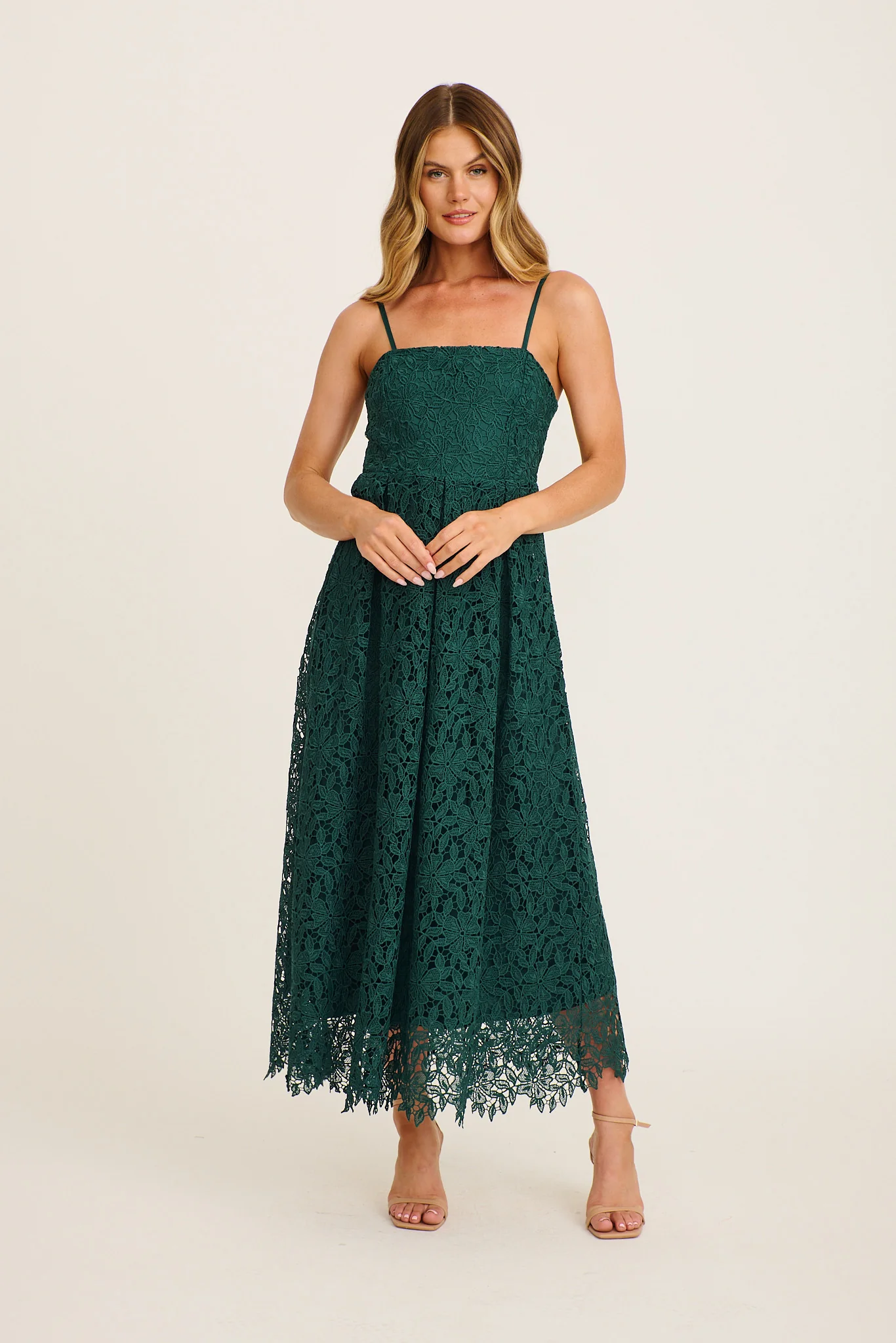 Something Special Maxi Lace Dress in Emerald