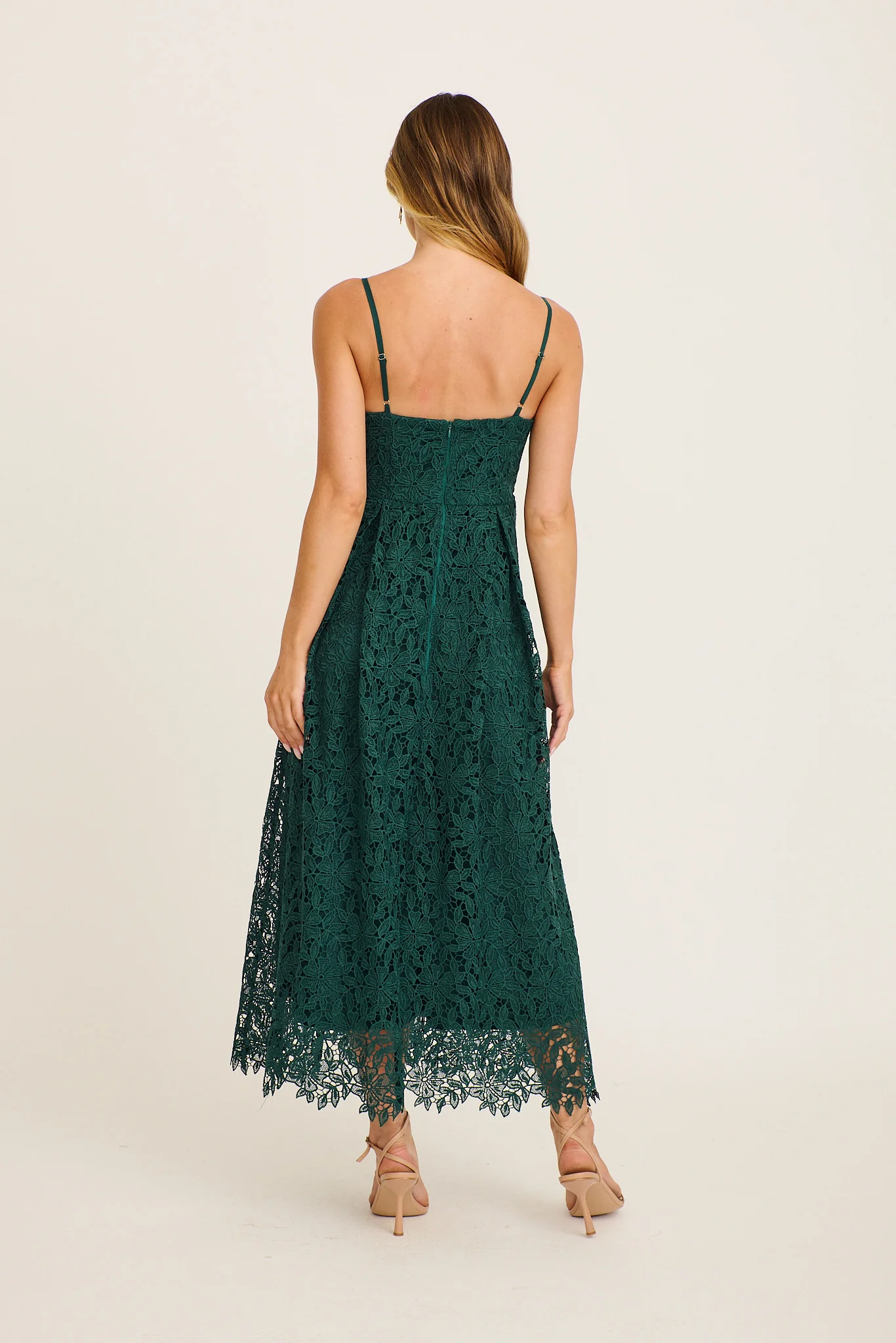Something Special Maxi Lace Dress in Emerald - Image 4