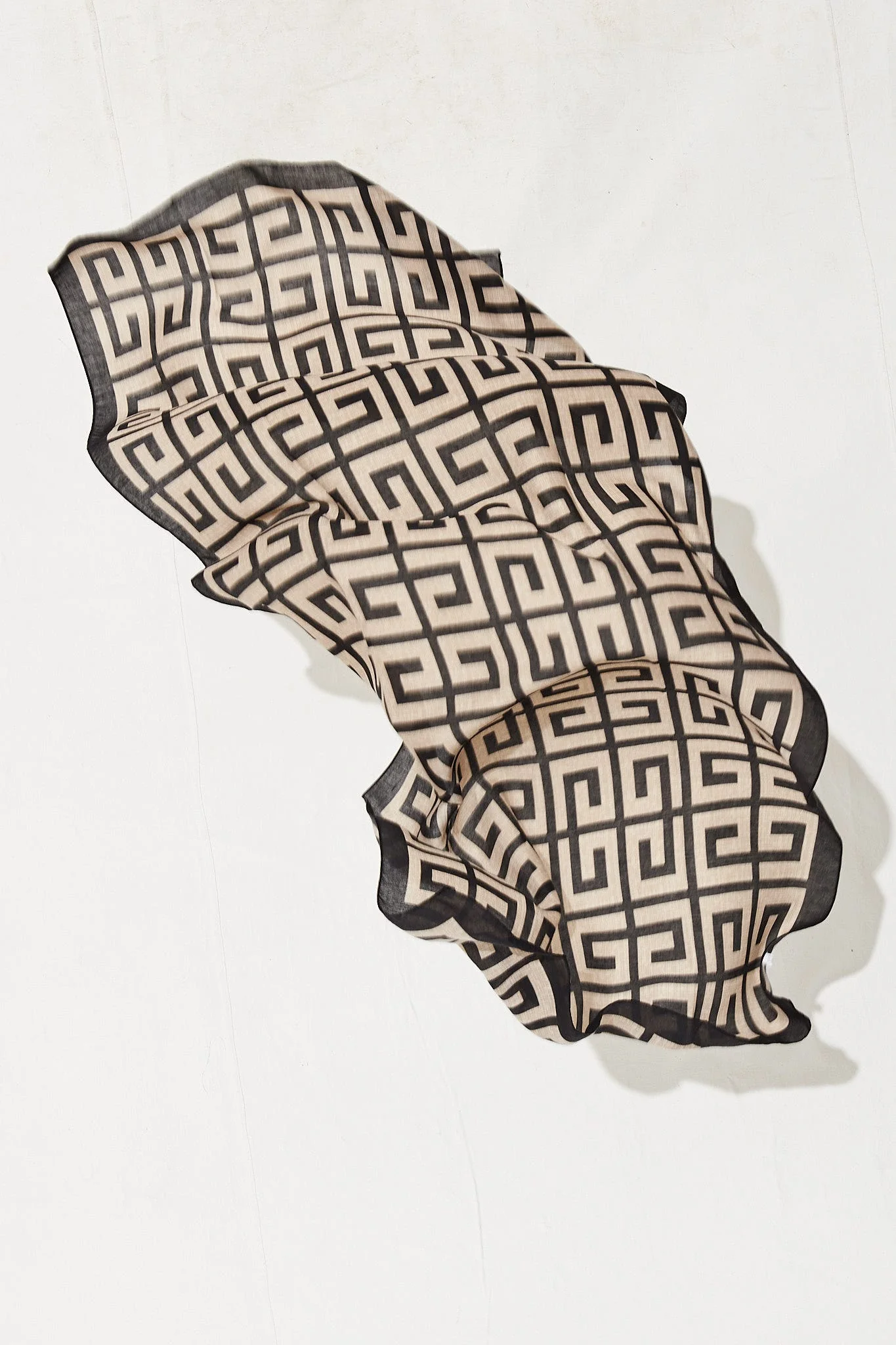 Sophia Scarf In Black And Beige Geometric - Image 3