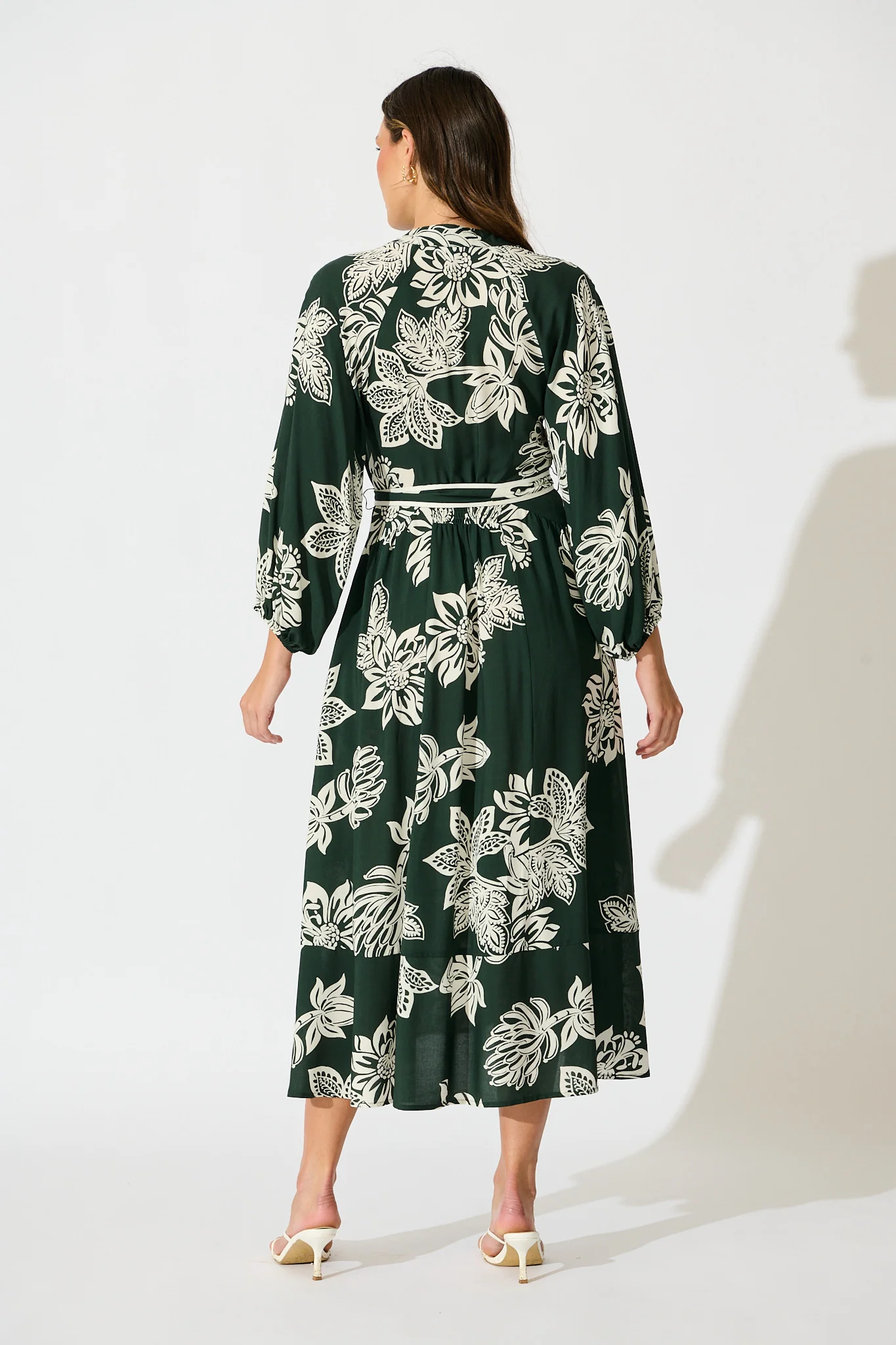 Spellbound Maxi Dress in Emerald White Floral - Image 4