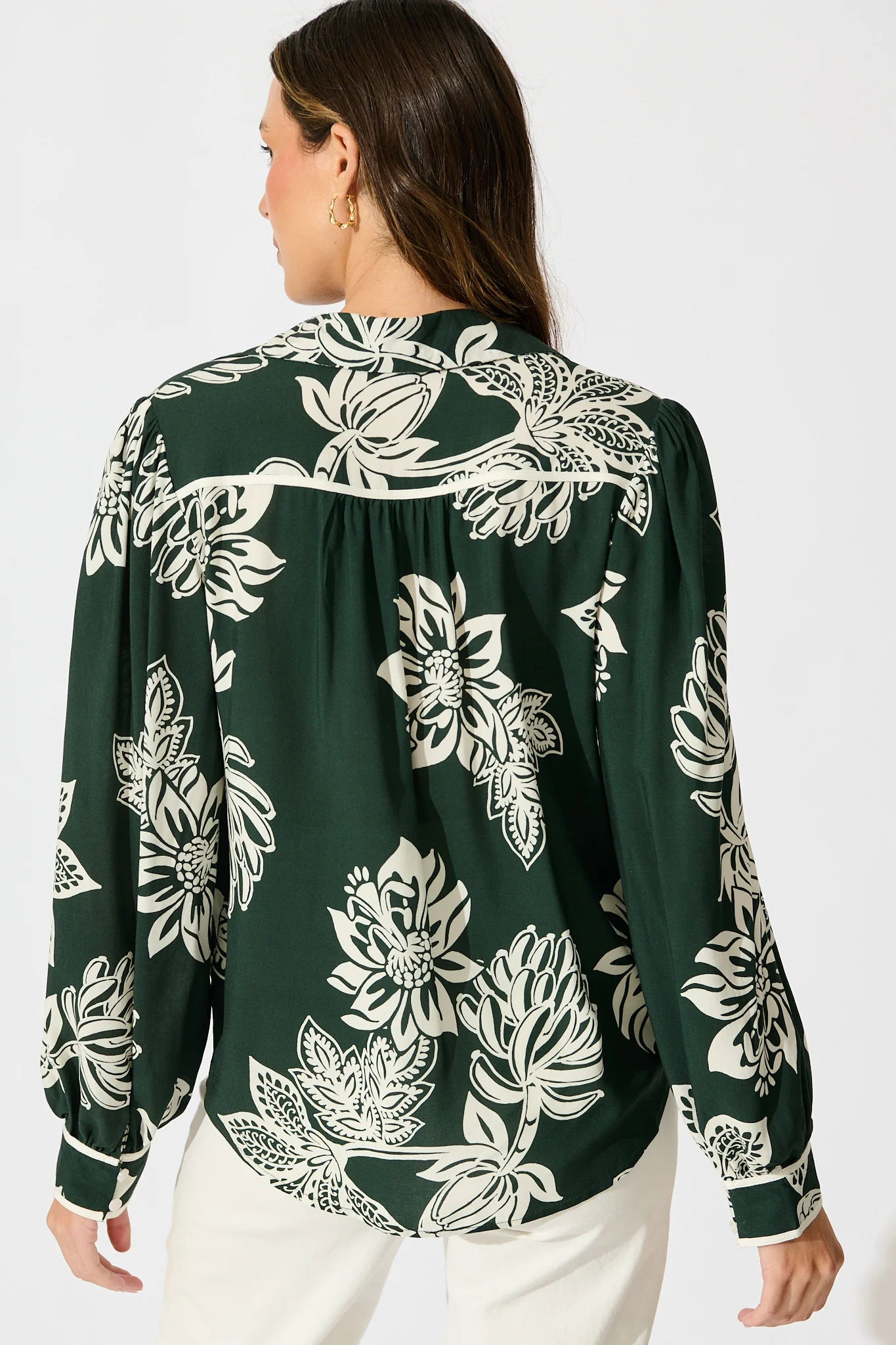 Spotlight Shirt in Emerald with White Floral - Image 3