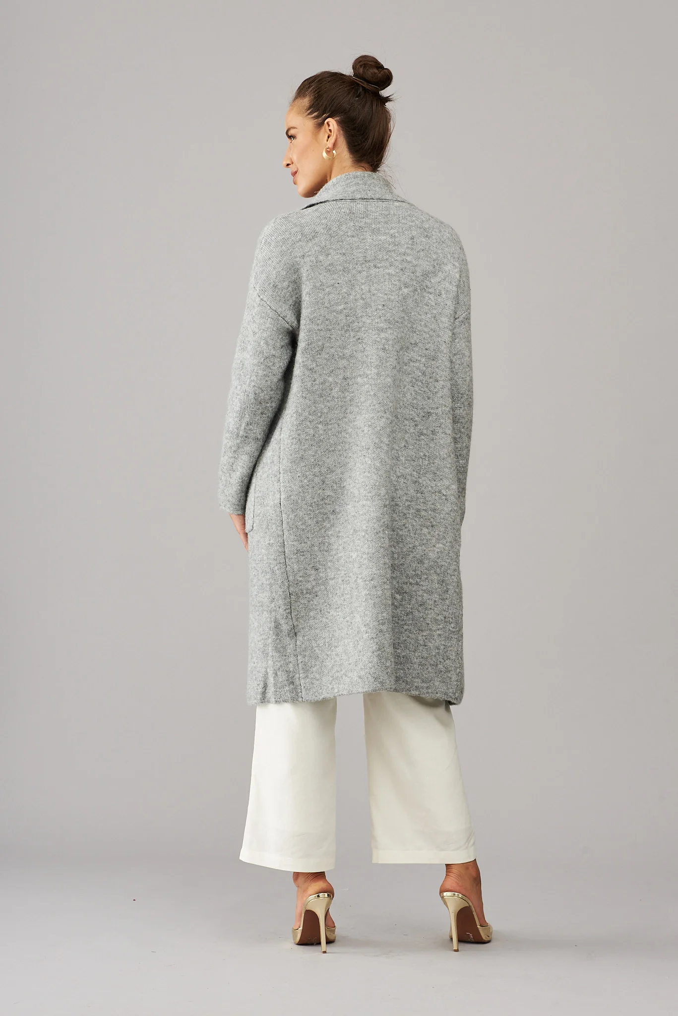 St Ives Coatigan In Grey Wool Blend - Image 6