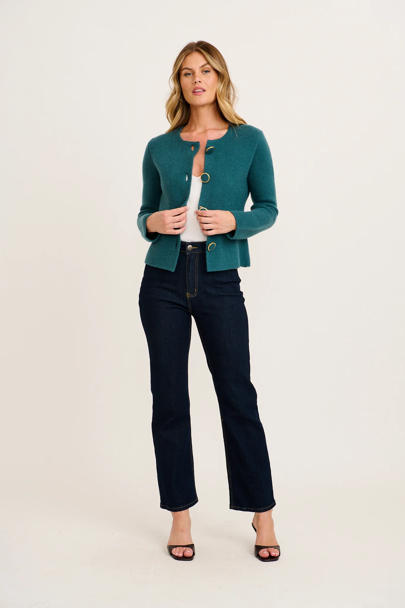 Standout Knit Cardigan in Teal - Image 4