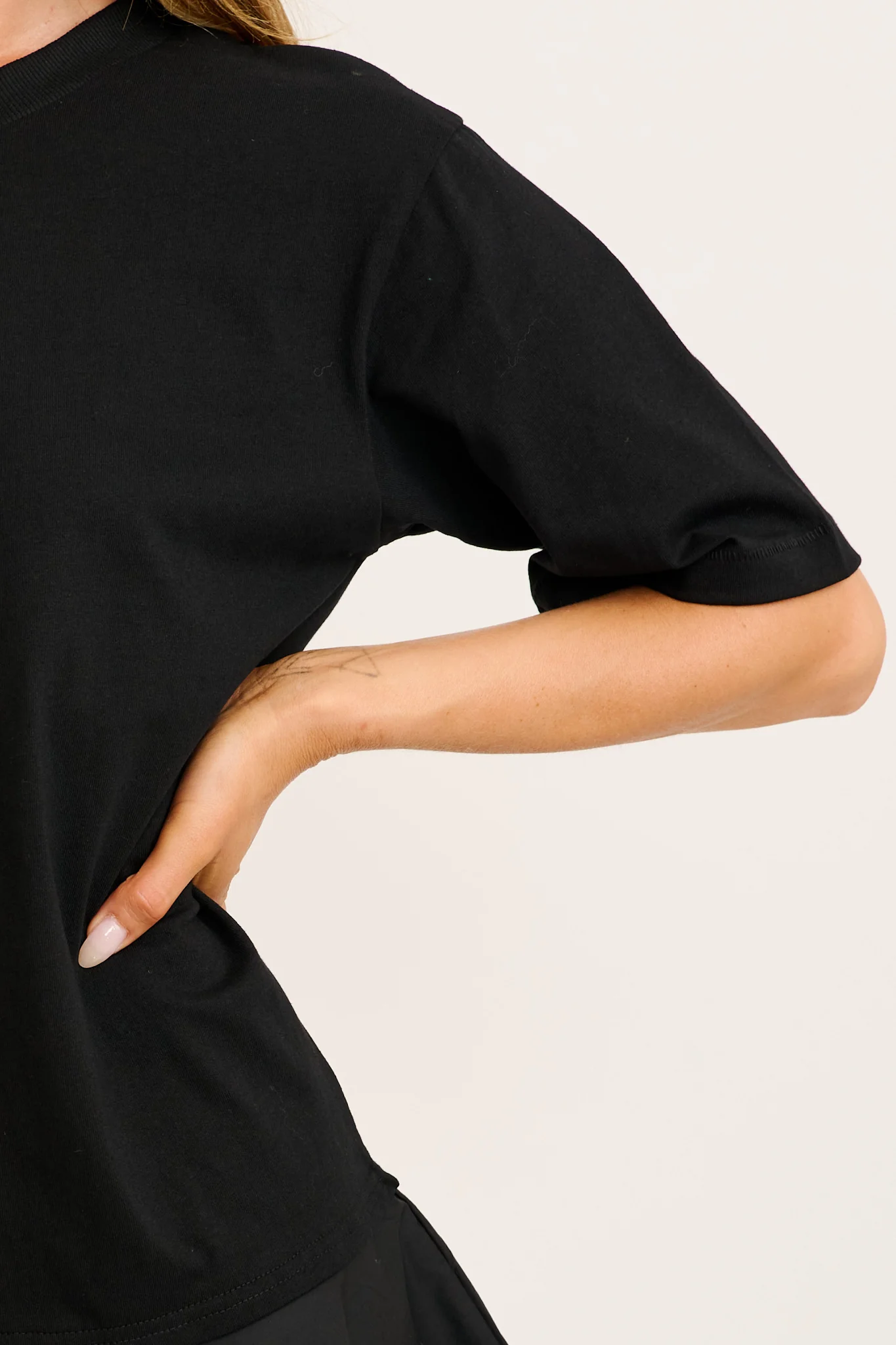 Staple T-Shirt Dress in Black Cotton - Image 5