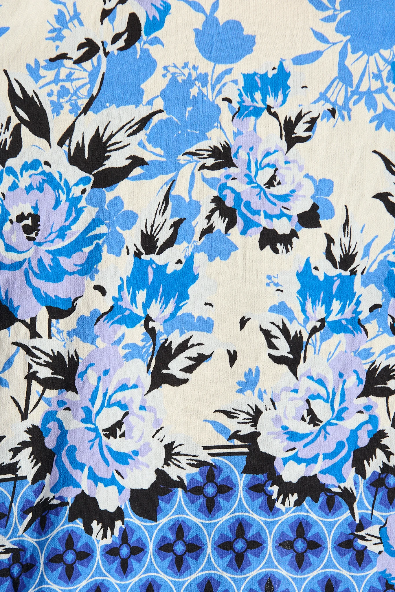 Starlet Boho Shirt Dress in Blue Floral Linen Blend - Image 6