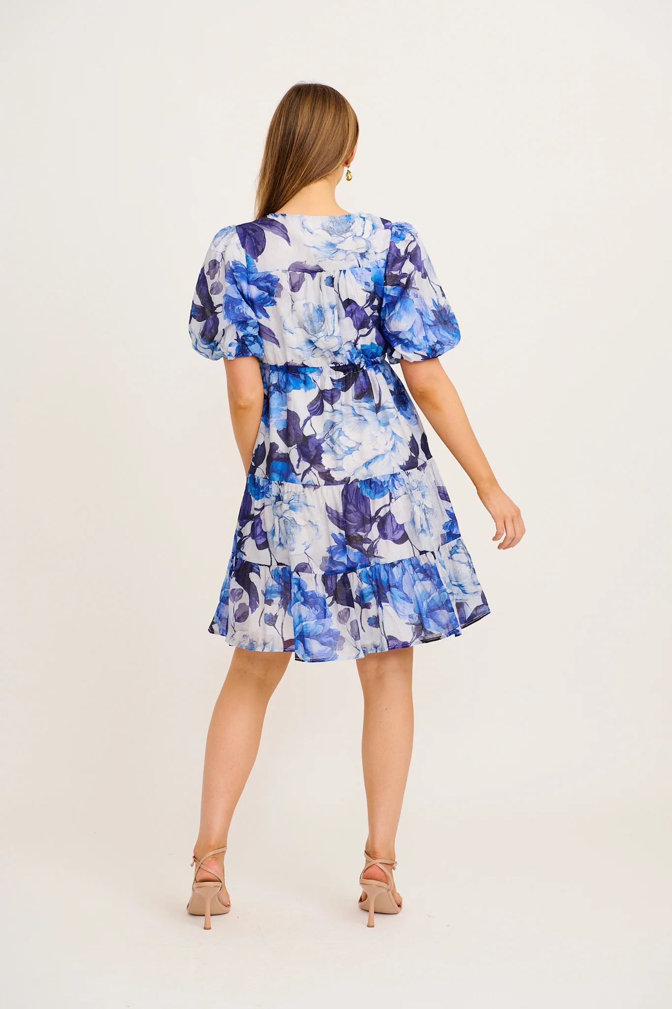 Stepping Out Dress in Blue Floral Cotton Blend - Image 4
