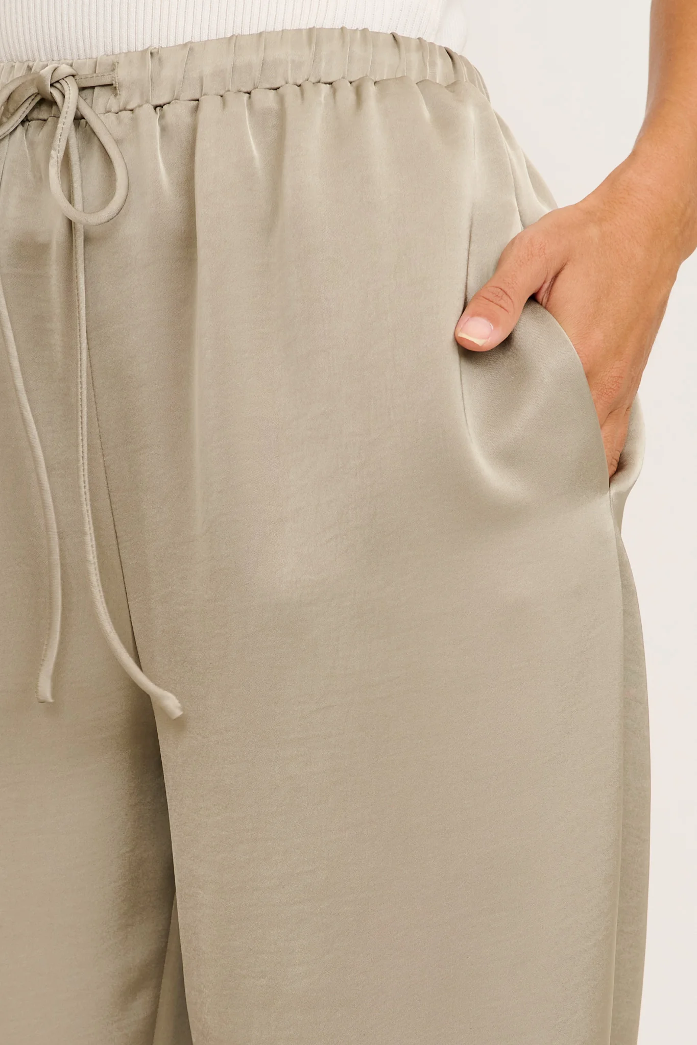 Stina Pant in Khaki Satin - Image 5