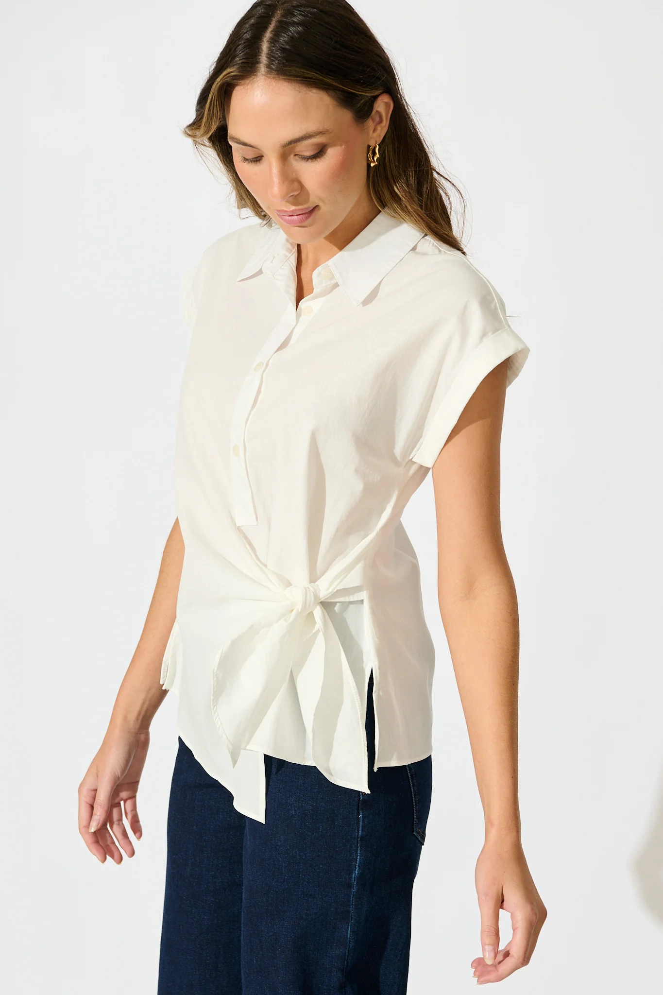 Structured Grace Top in White Cotton - Image 2