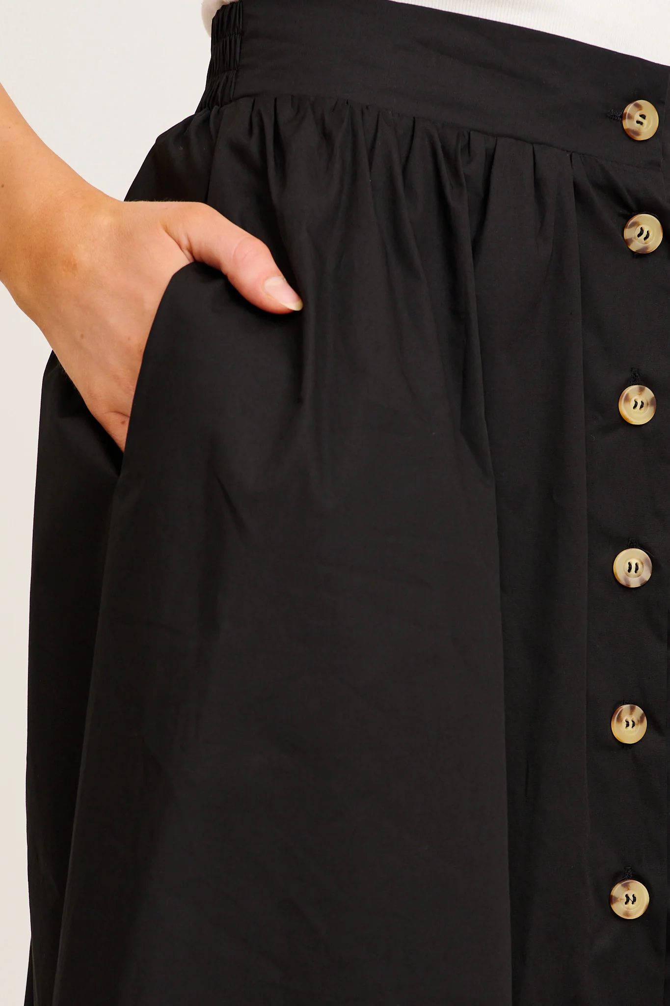 Stylish Structure Maxi Skirt in Black Cotton - Image 5