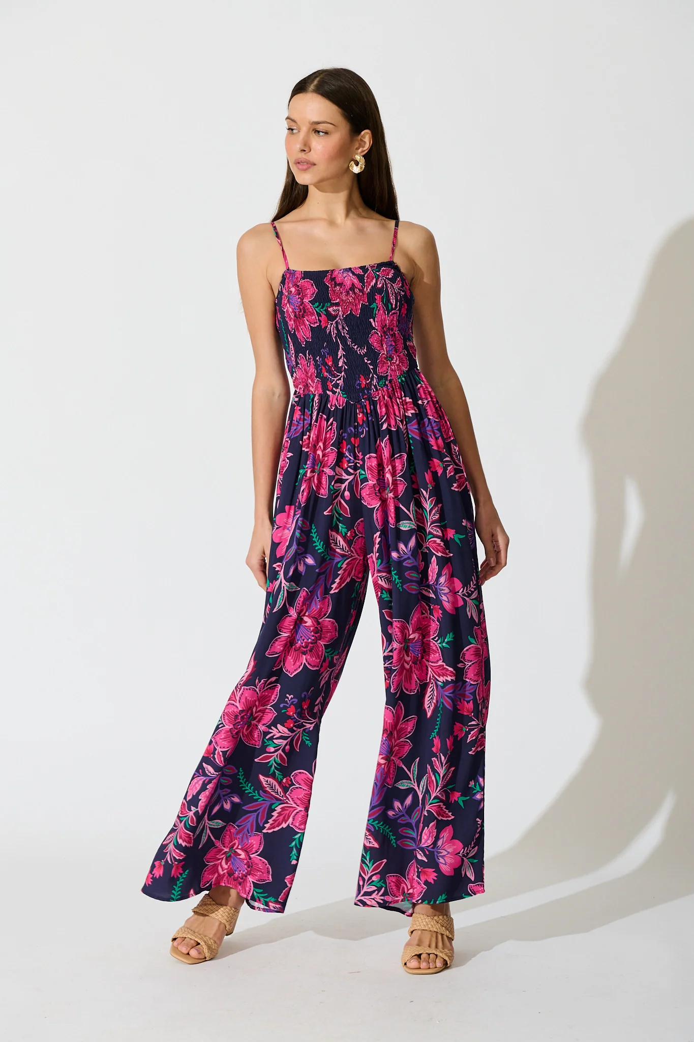 Sumire Jumpsuit in Navy with Pink Floral - Image 9
