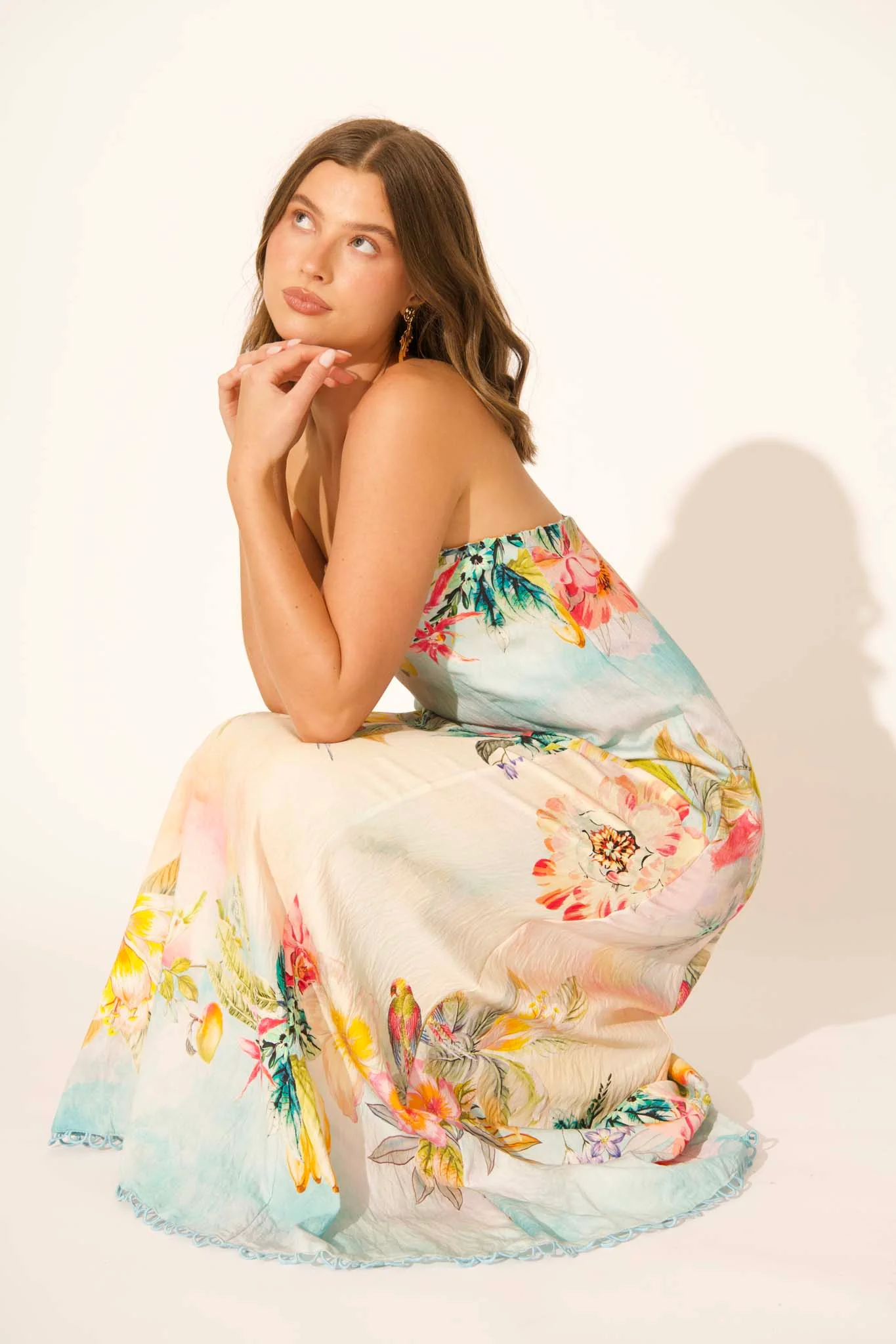 Summer Sky Maxi Dress in Multi Tropical Floral Print - Image 9
