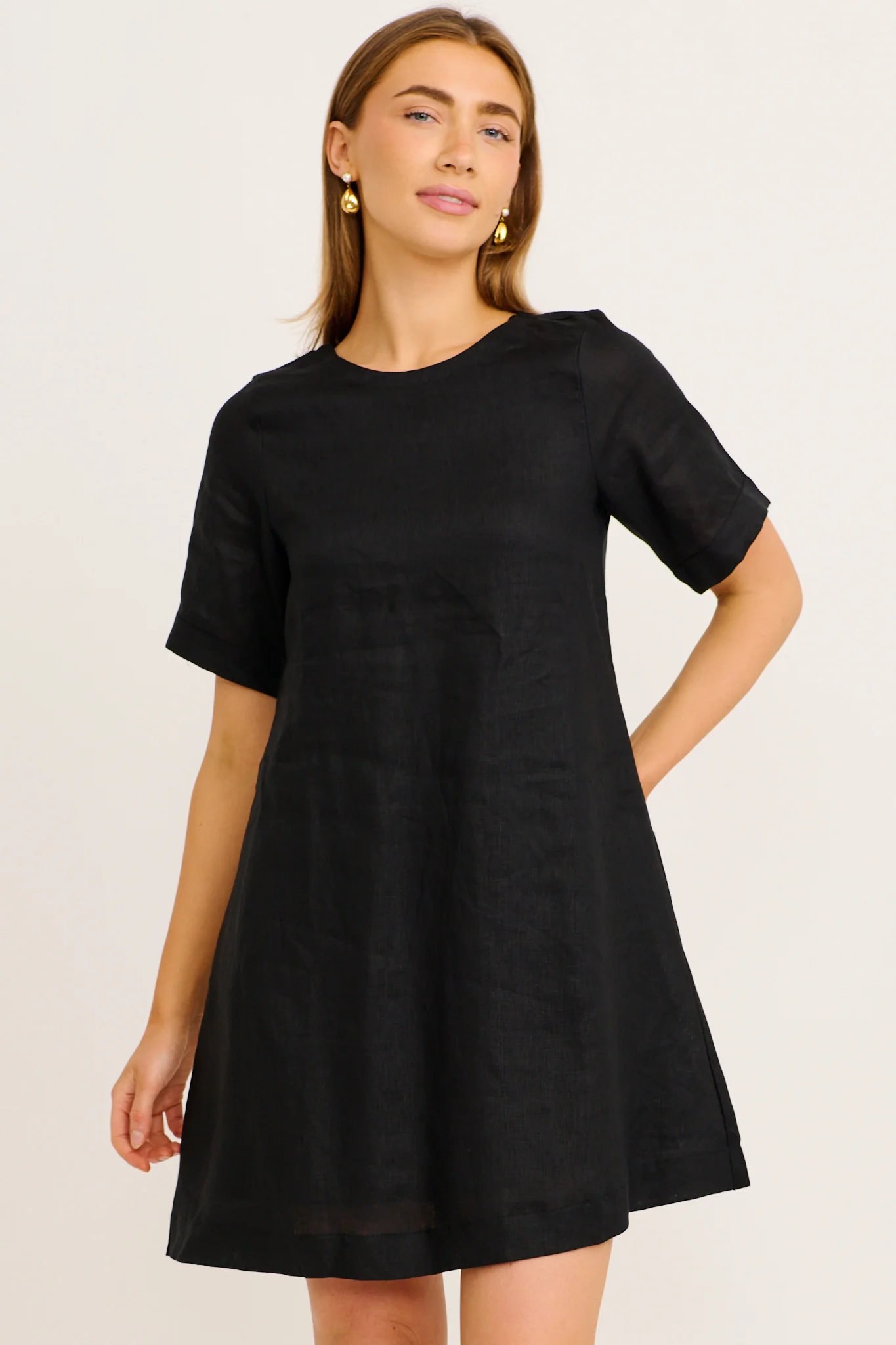 Summer Whisper Dress in Black Linen - Image 2