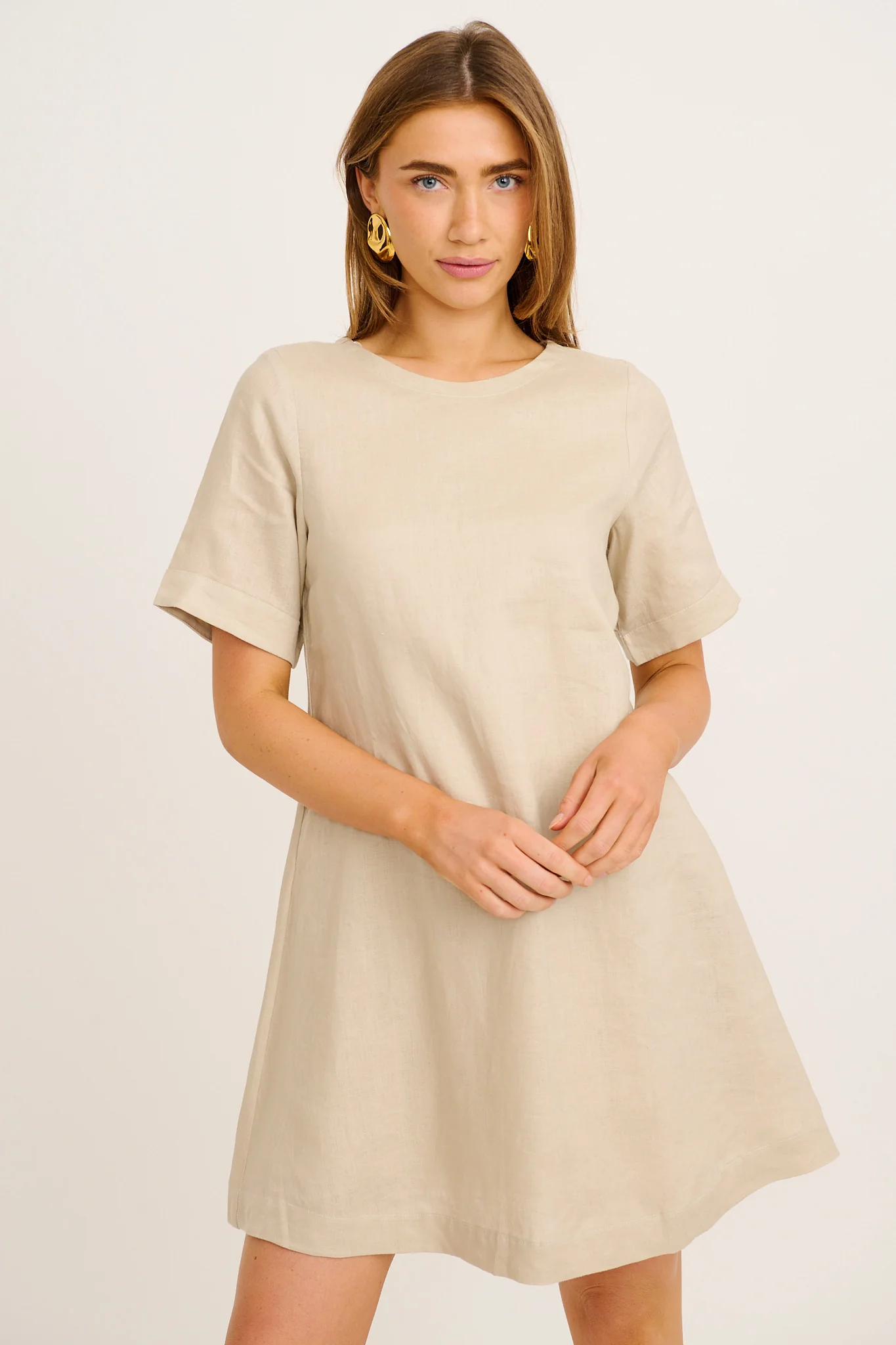 Summer Whisper Dress in Stone Linen - Image 2