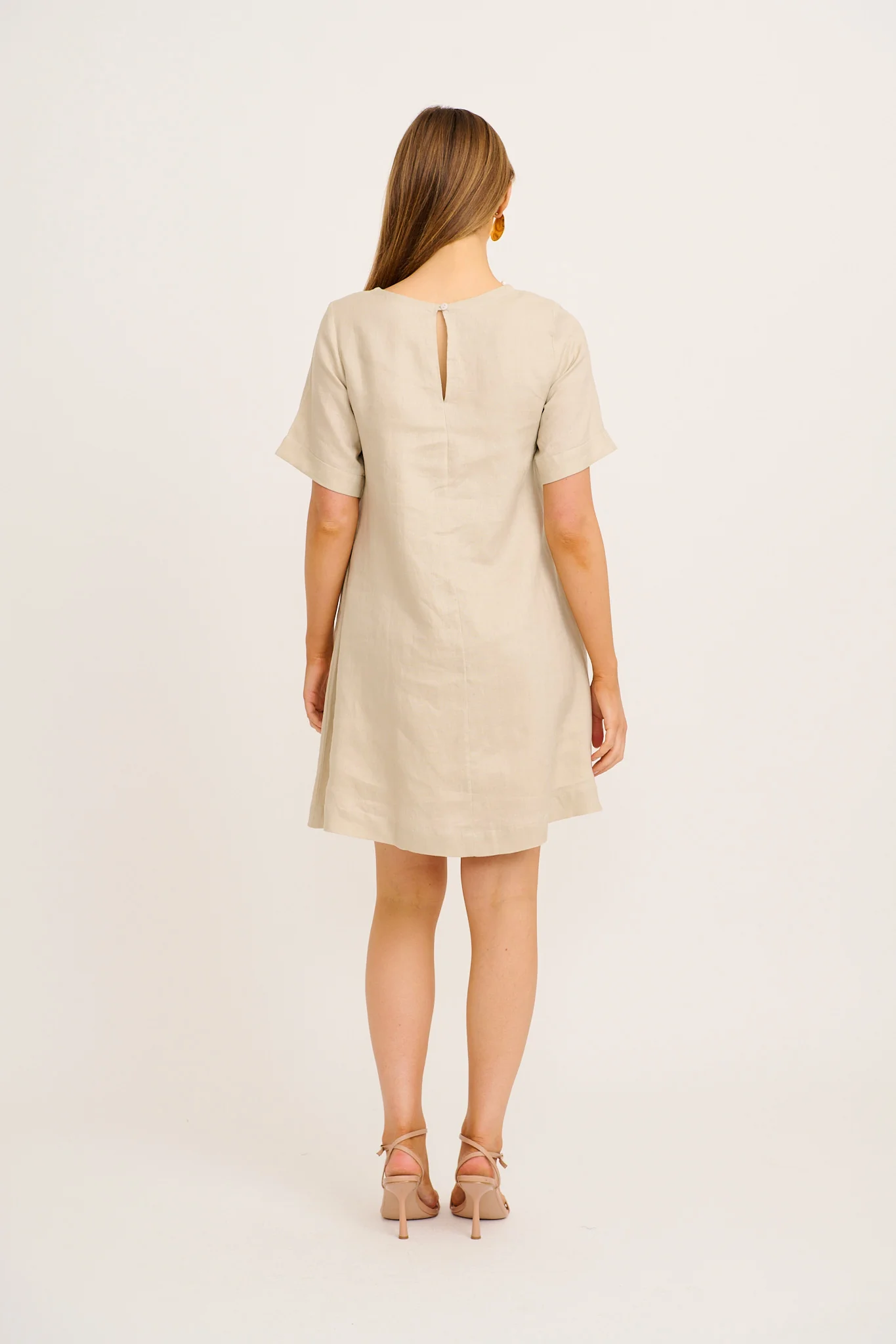 Summer Whisper Dress in Stone Linen - Image 4