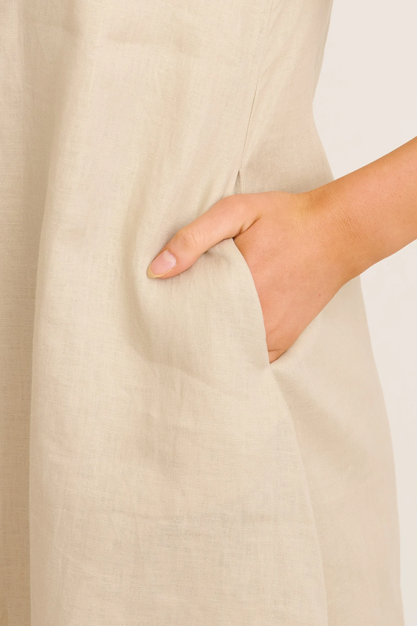 Summer Whisper Dress in Stone Linen - Image 5