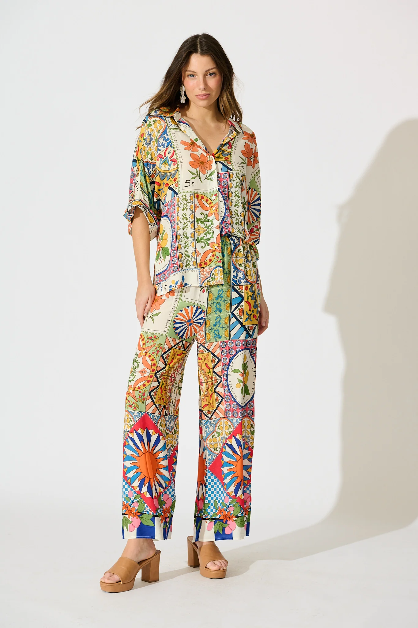 Sundial Shirt in Multi Tile Print - Image 11