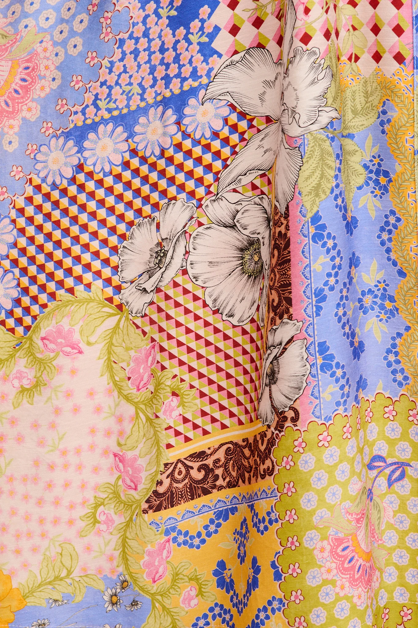 Sundrop Midi Shirt Dress in Multi Patchwork Print - Image 6