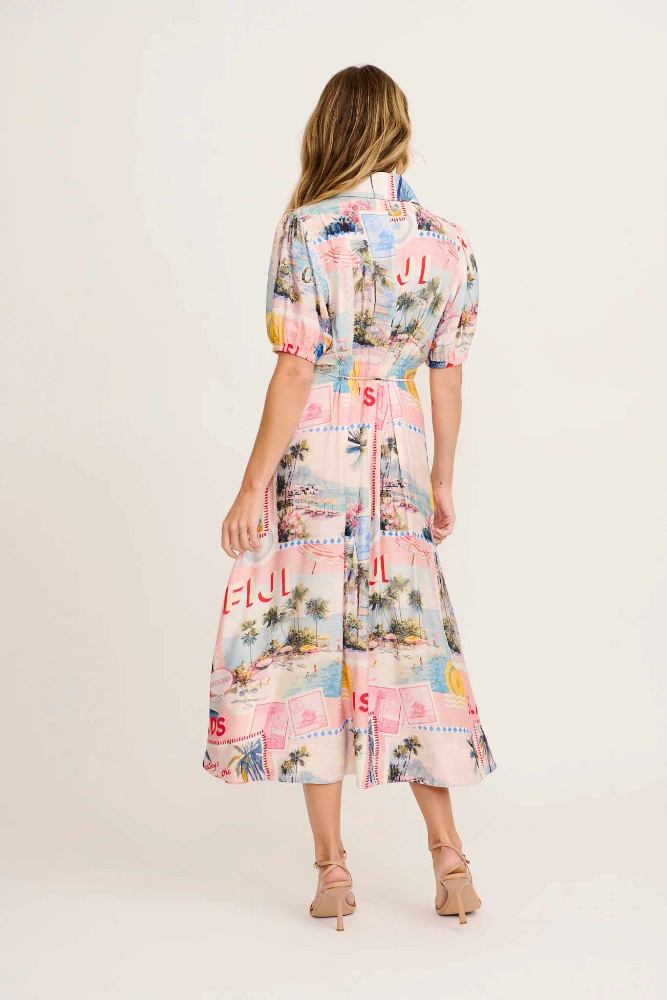 Sundrop Midi Shirt Dress in Multi Pink Resort Print - Image 4