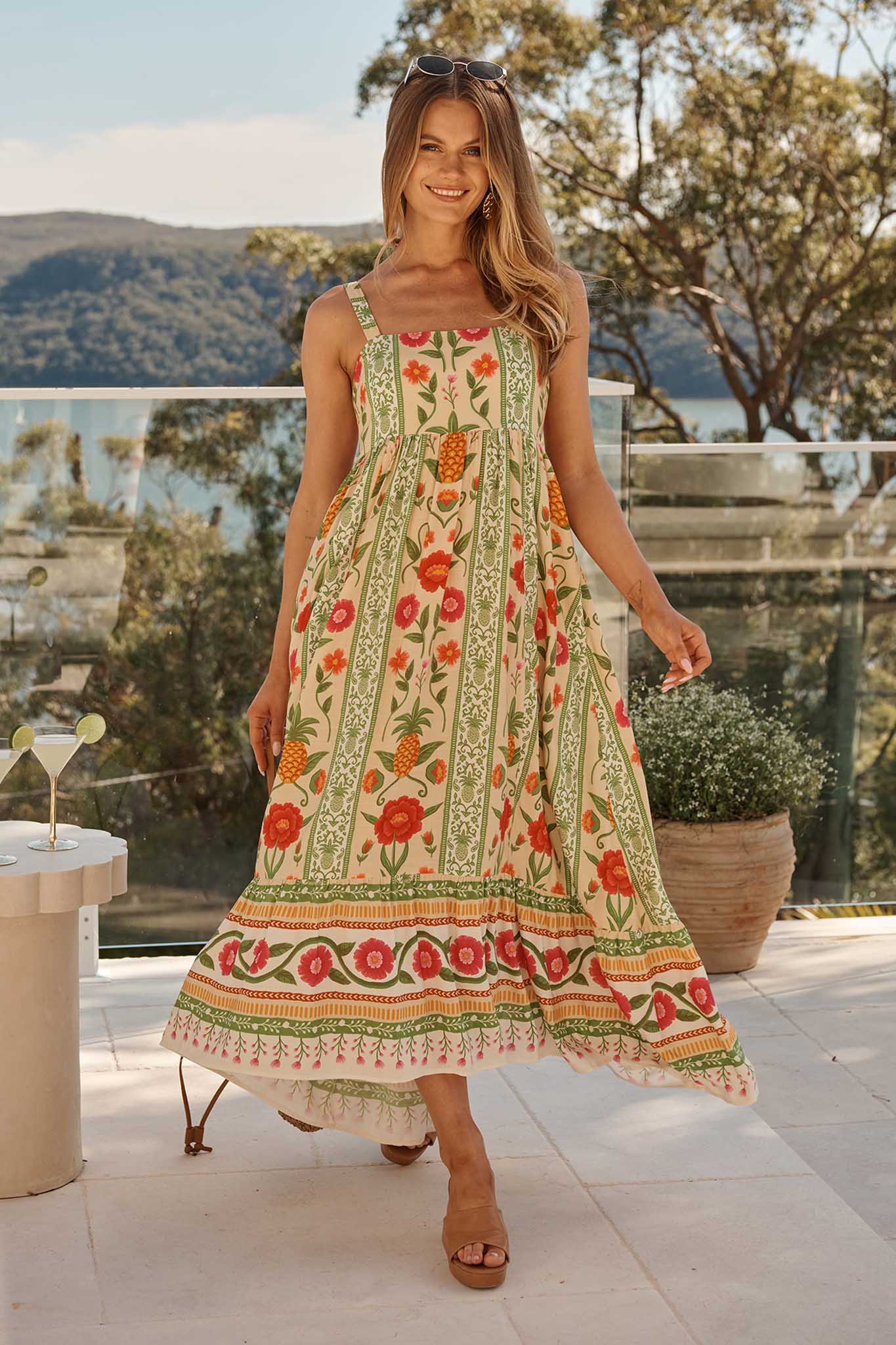 SunKissed Midi Dress In Pineapple Print - Image 2