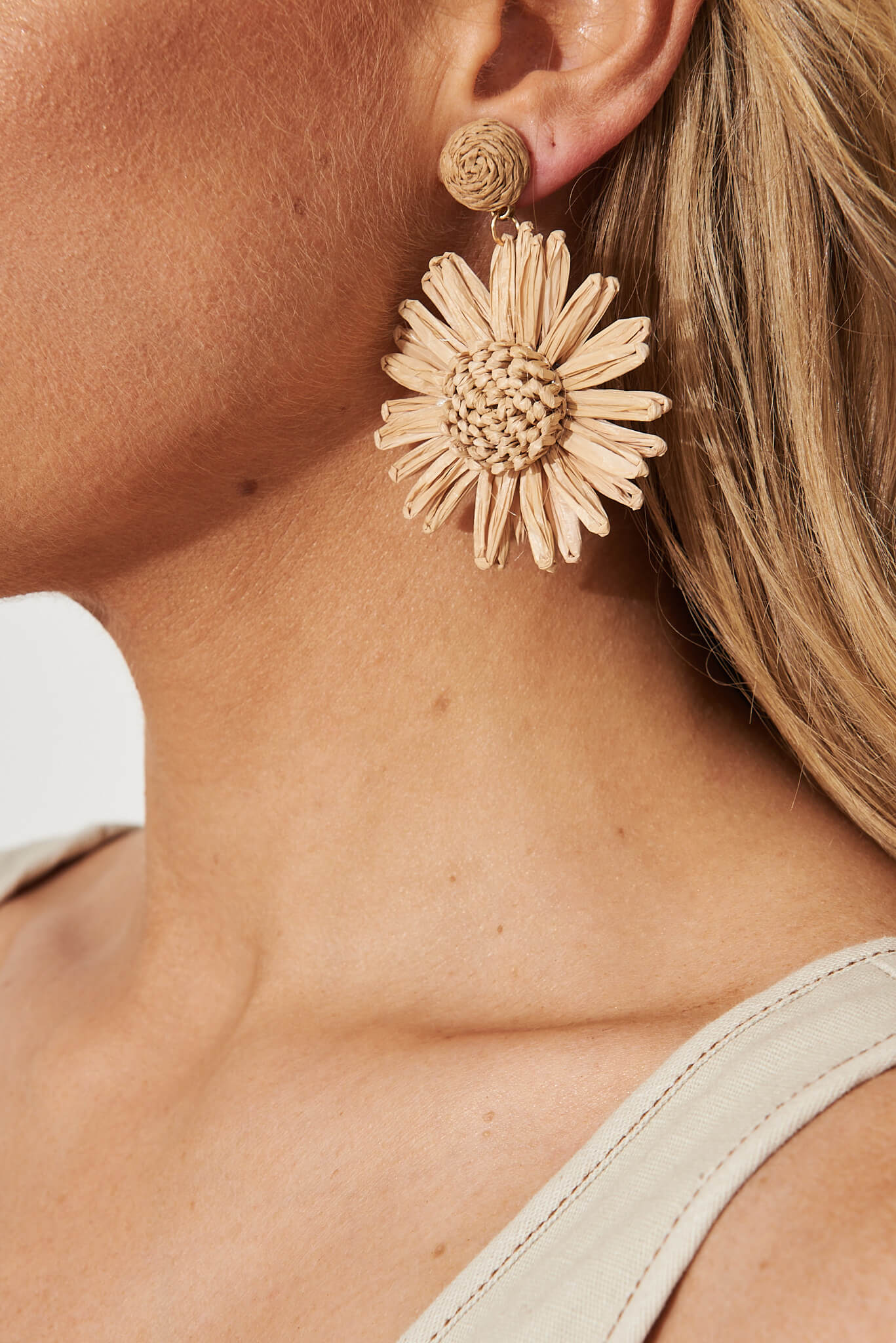 Sunlight Drop Earrings In Brown Straw - Image 3