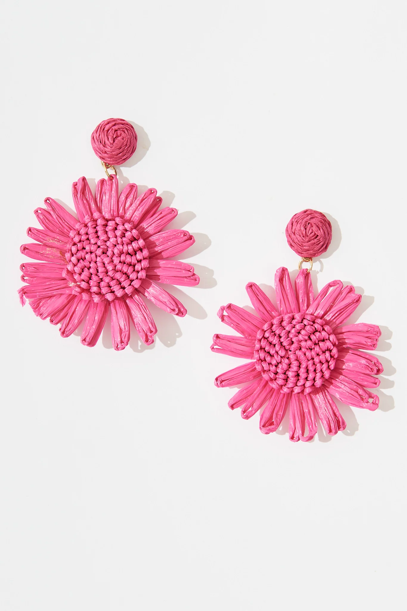 Sunlight Drop Earrings In Hot Pink Straw