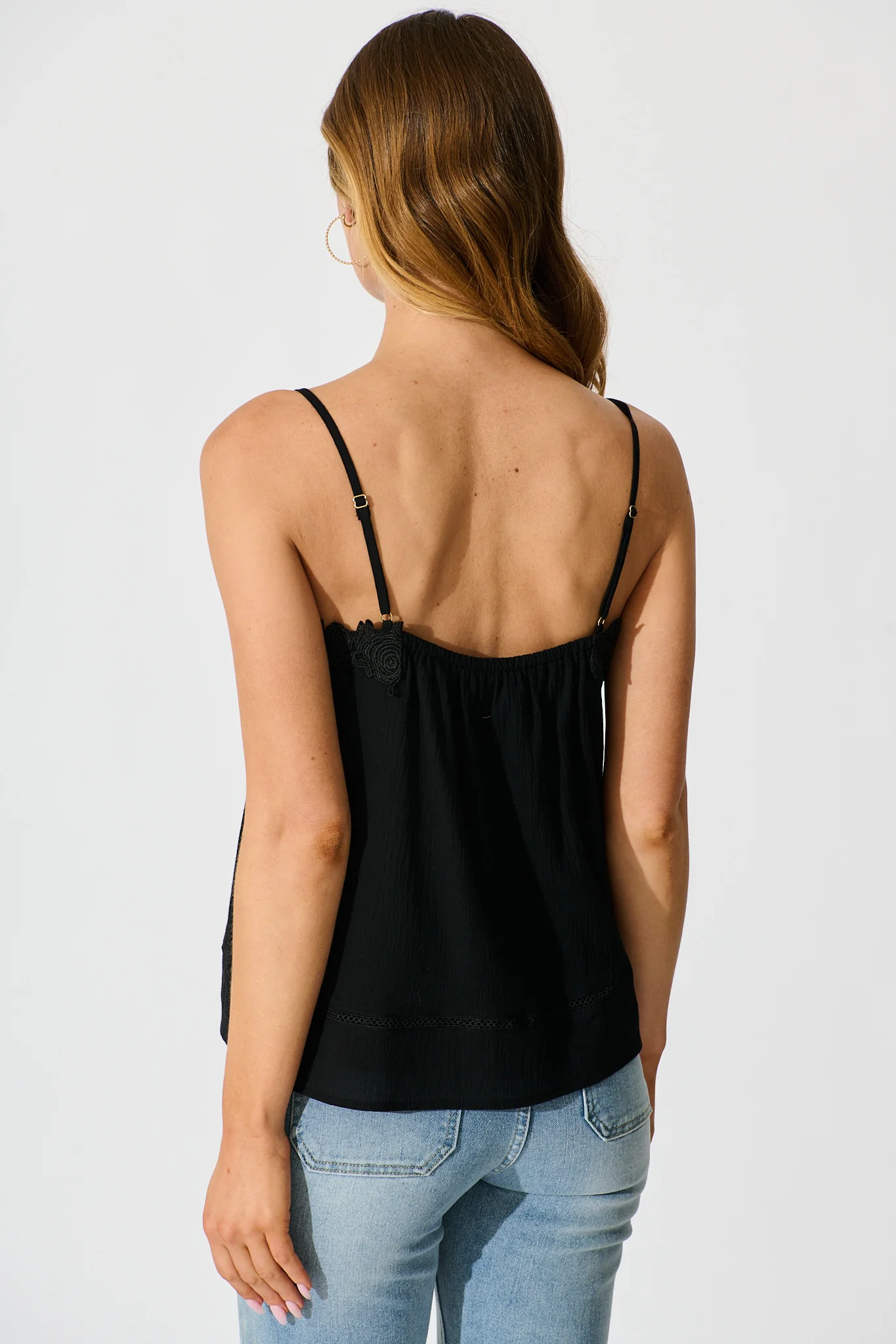 Susie Cami Top In Black Cotton - Image 3