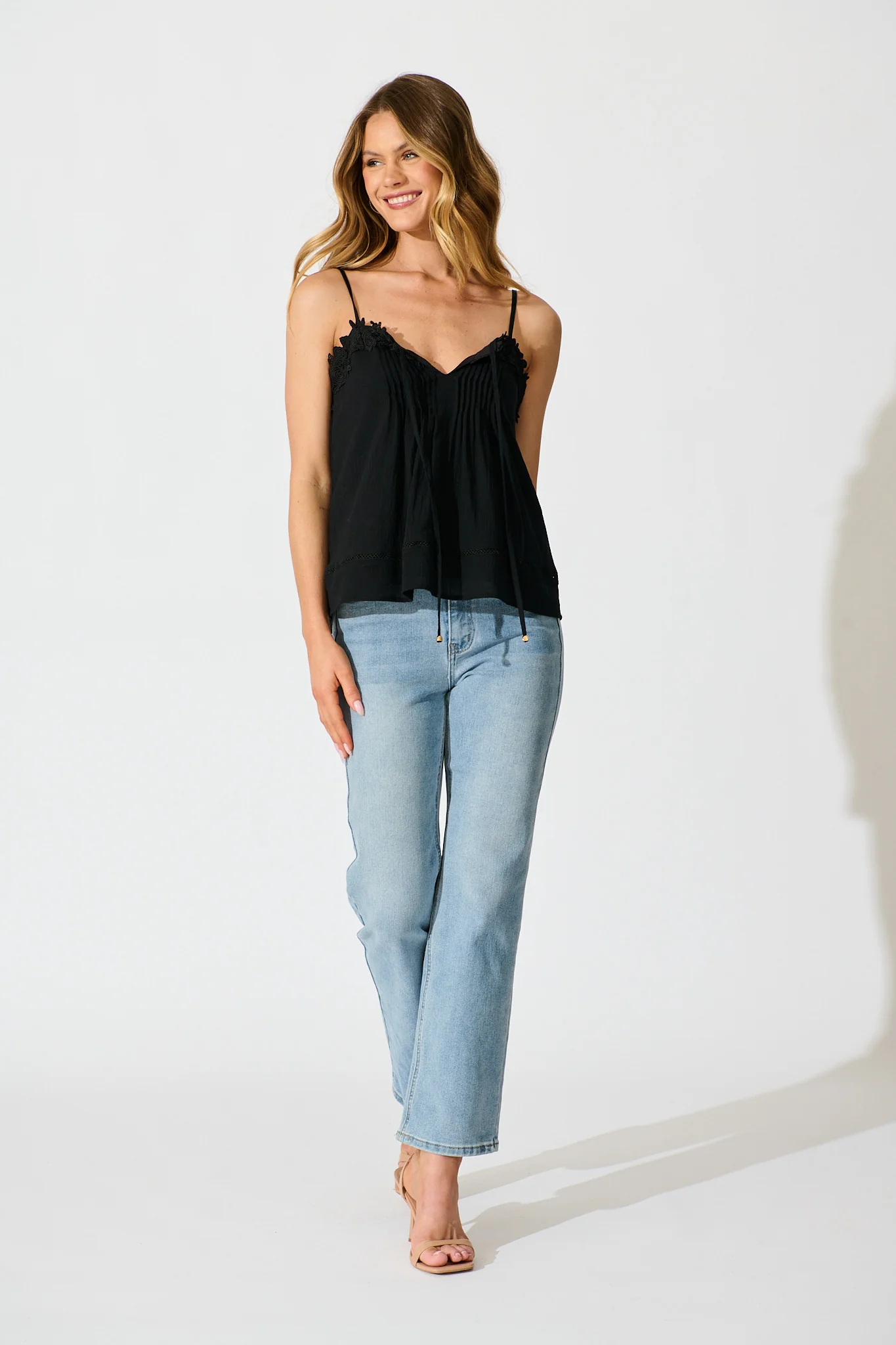 Susie Cami Top In Black Cotton - Image 4