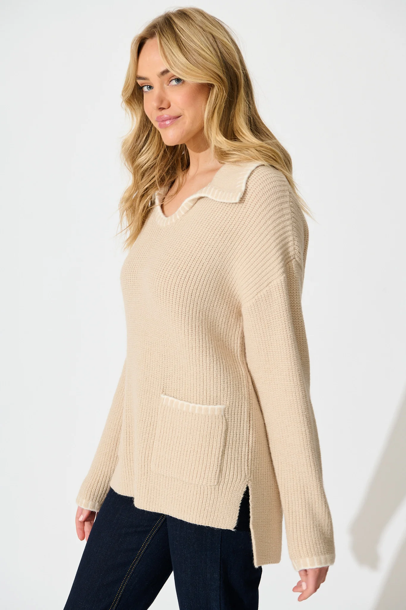 Swanson Knit in Beige Wool Blend - Image 2