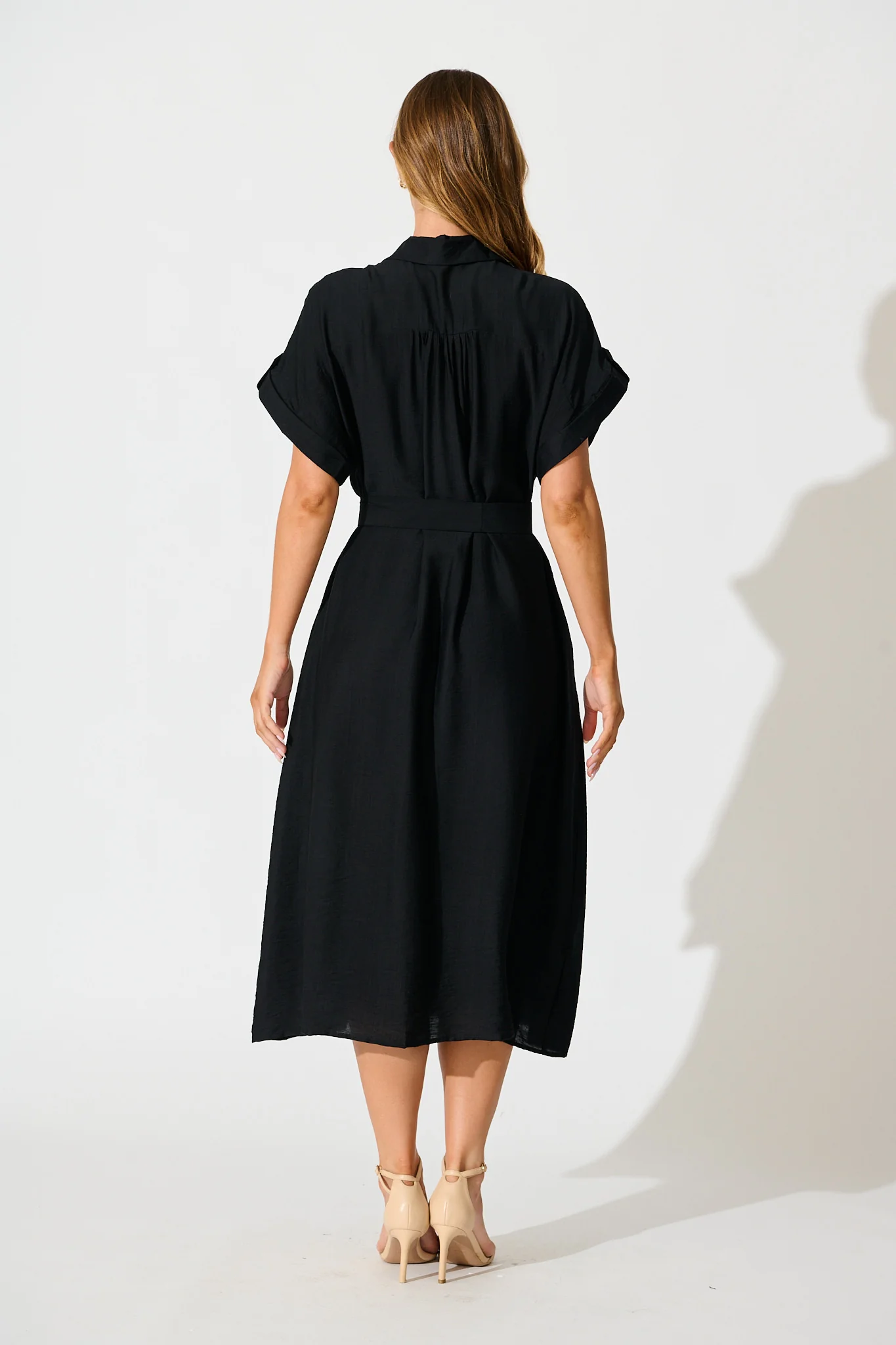Sweet Talk Midi Shirt Dress in Black - Image 4