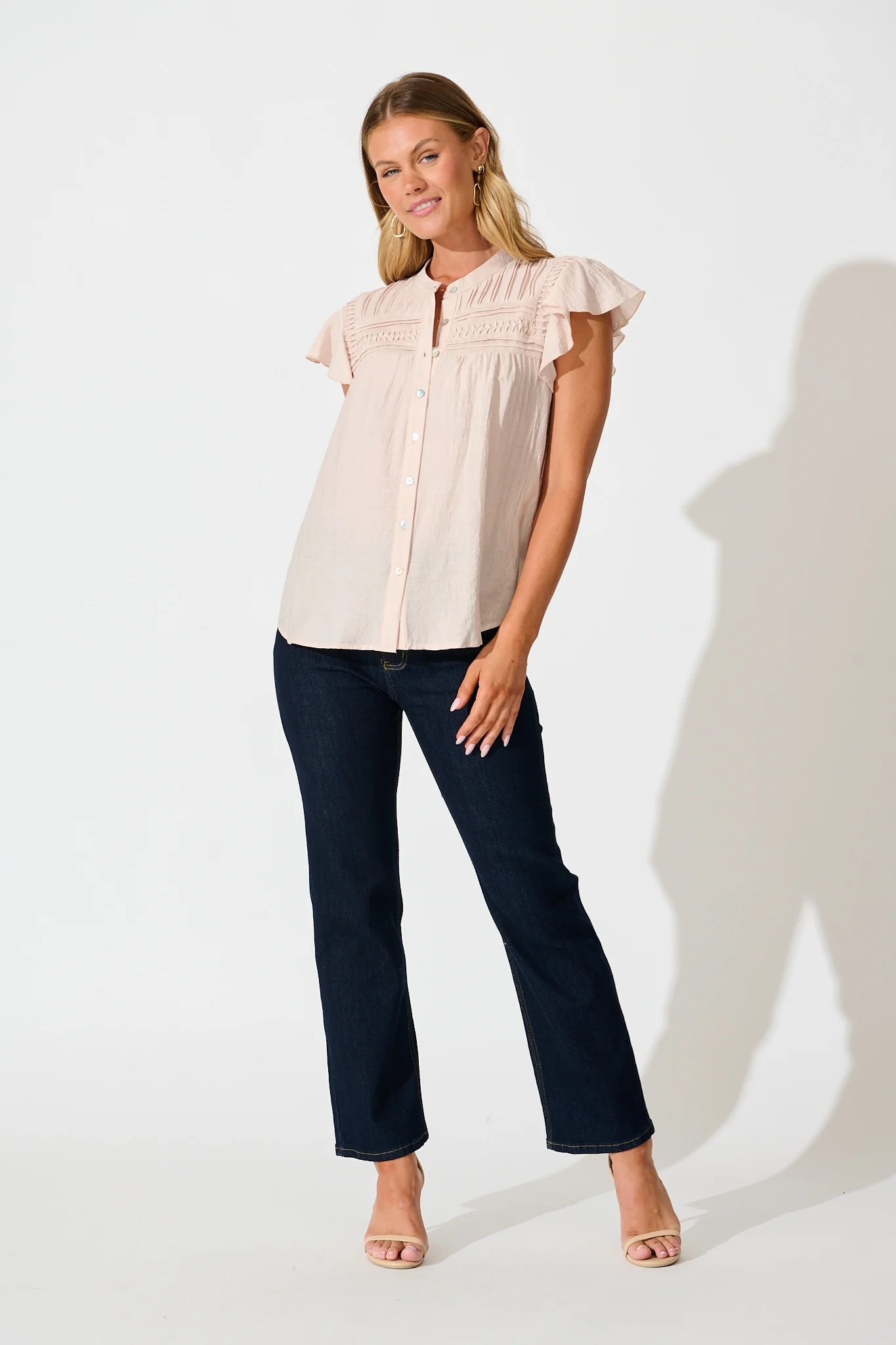 Sweetheart Shirt in Light Pink Cotton Blend - Image 4