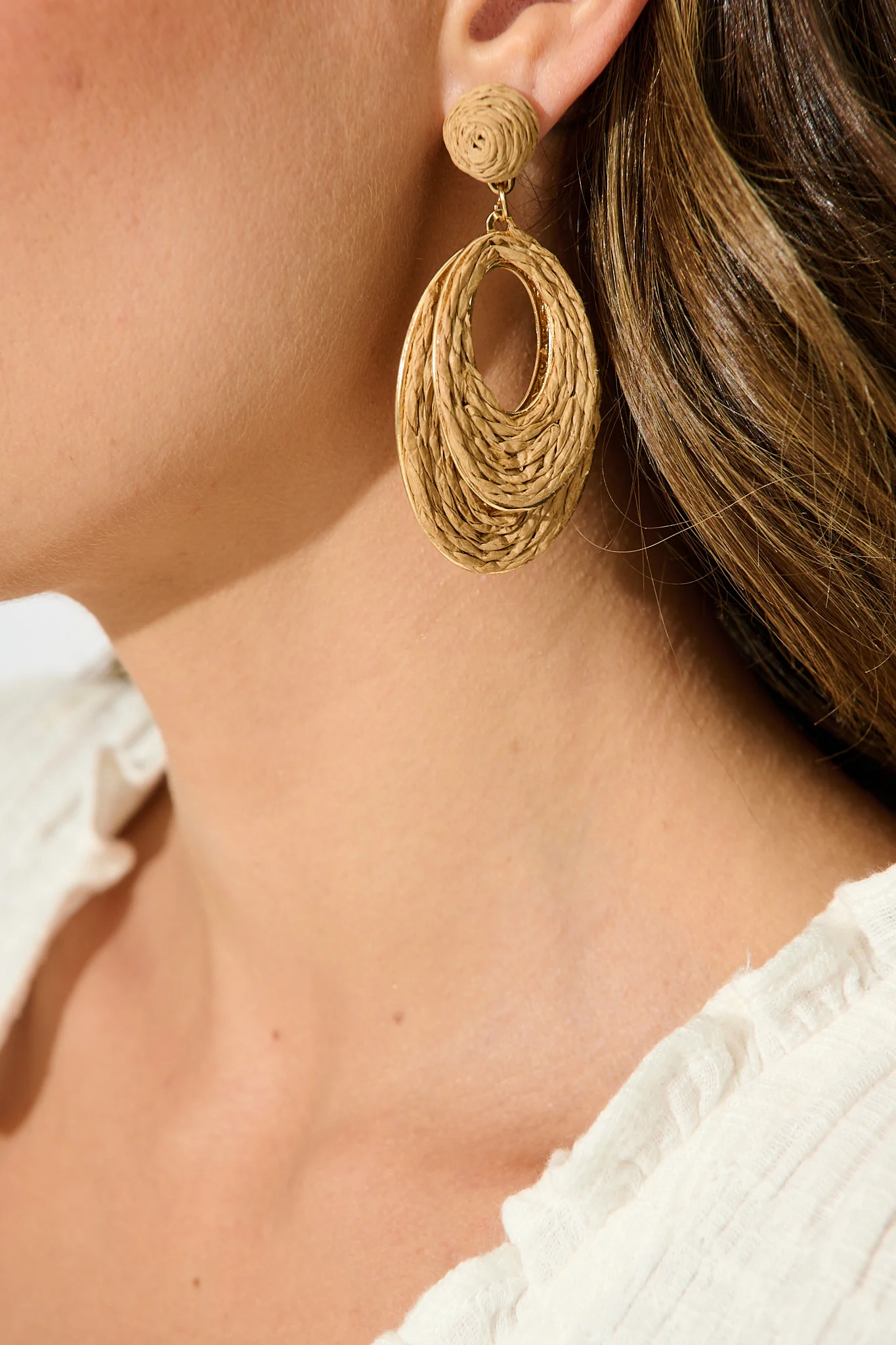 Tahlia Drop Earrings in Natural Raffia