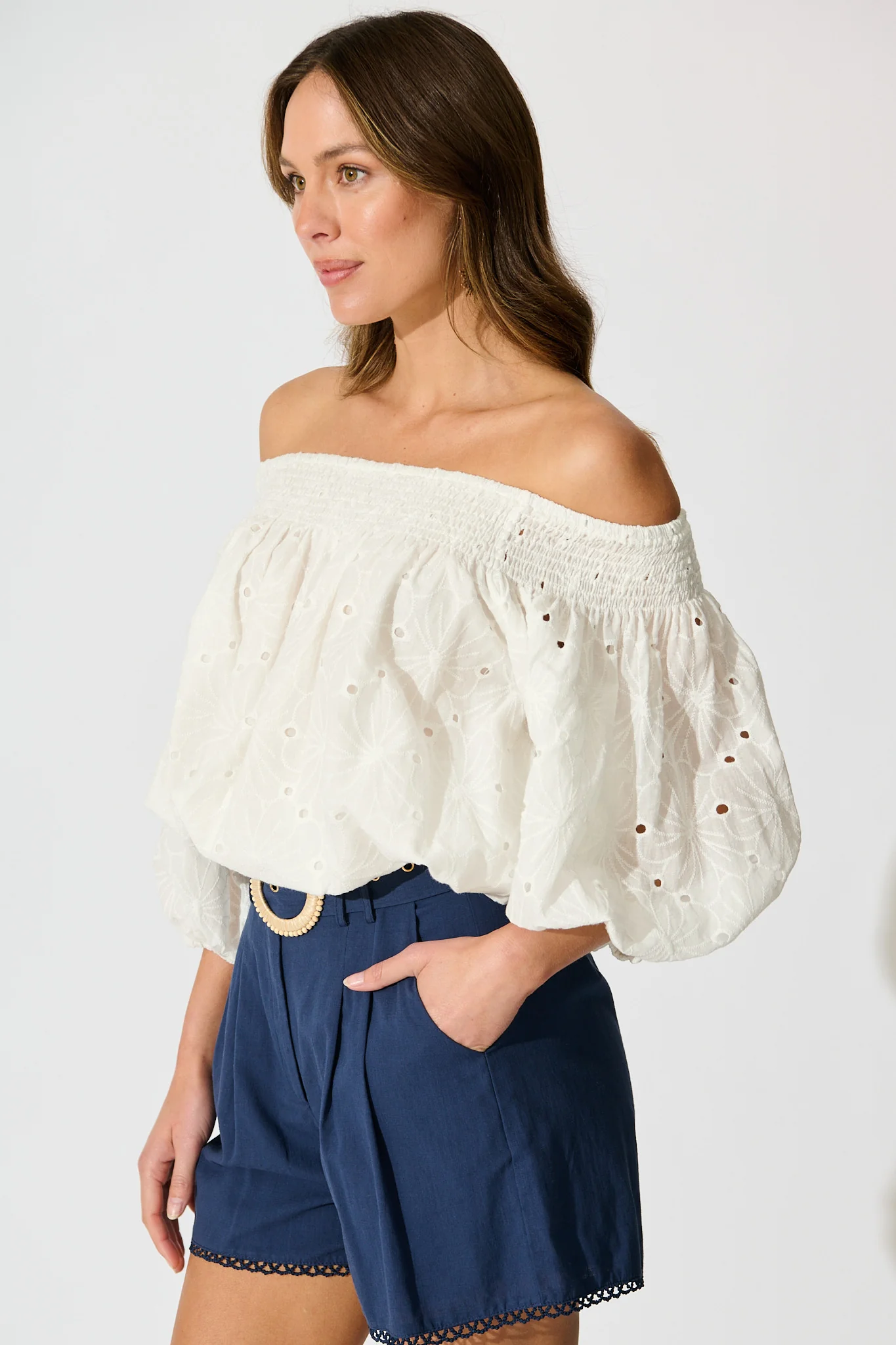 Tahlie Top in White Broderie Cotton - Image 2