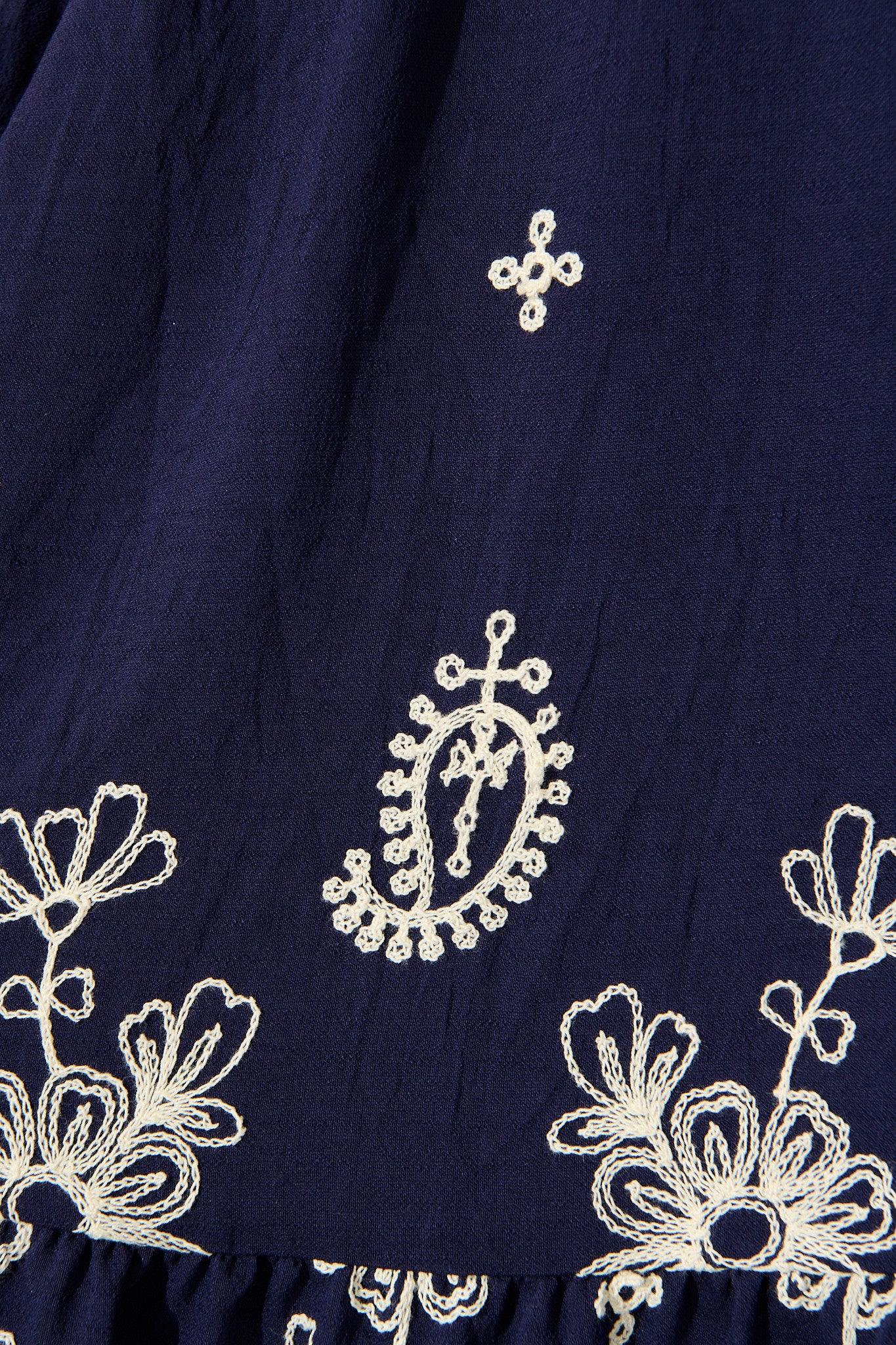 Tainted Love Dress in Navy with Cream Embroidery - Image 9