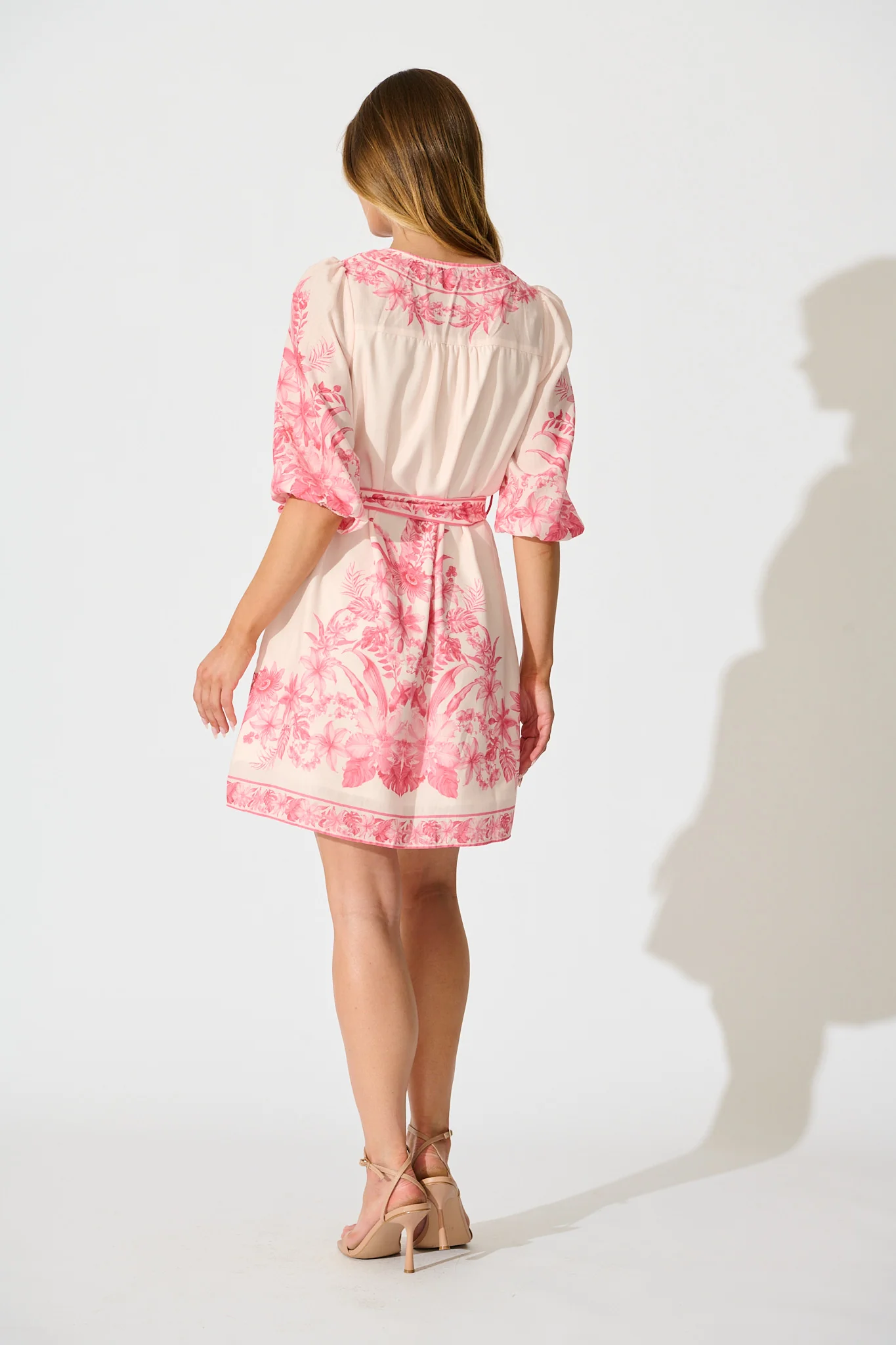 Talara Dress in Pink Floral Linen Blend - Image 4