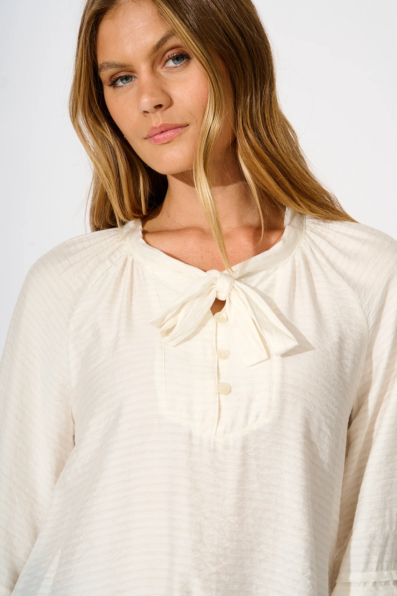Taleena Top in White Linen Blend - Image 5