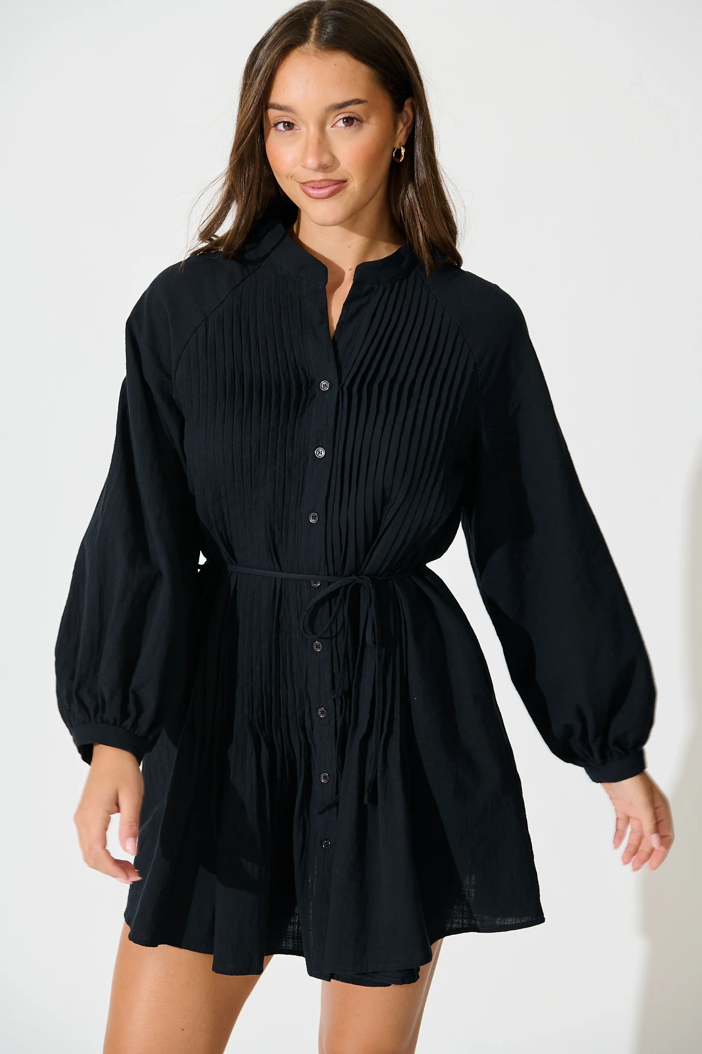 Tallulah Dress in Ink Linen Cotton Blend - Image 2