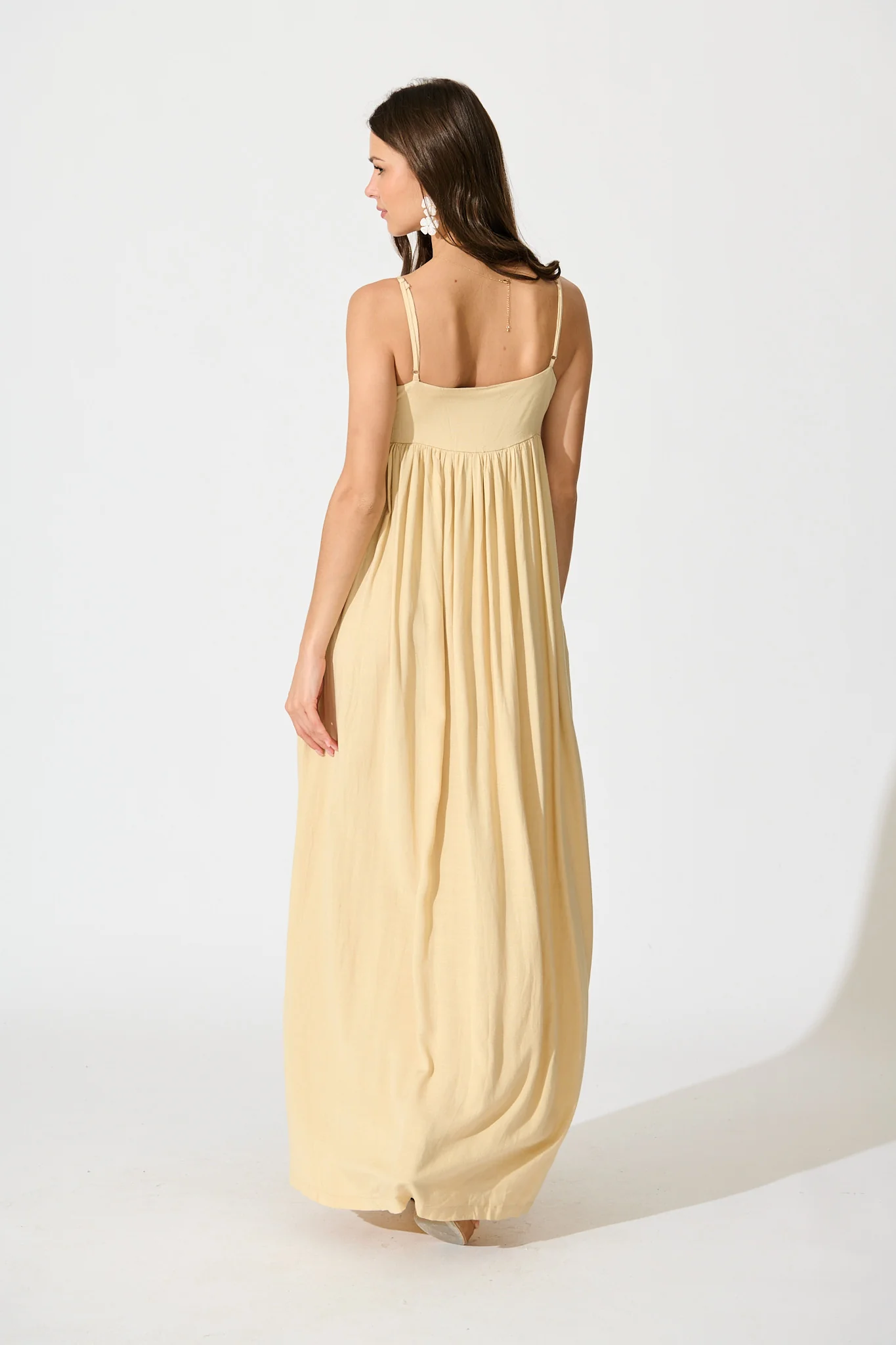 Talowe Maxi Sundress in Beige Linen Blend - Image 4